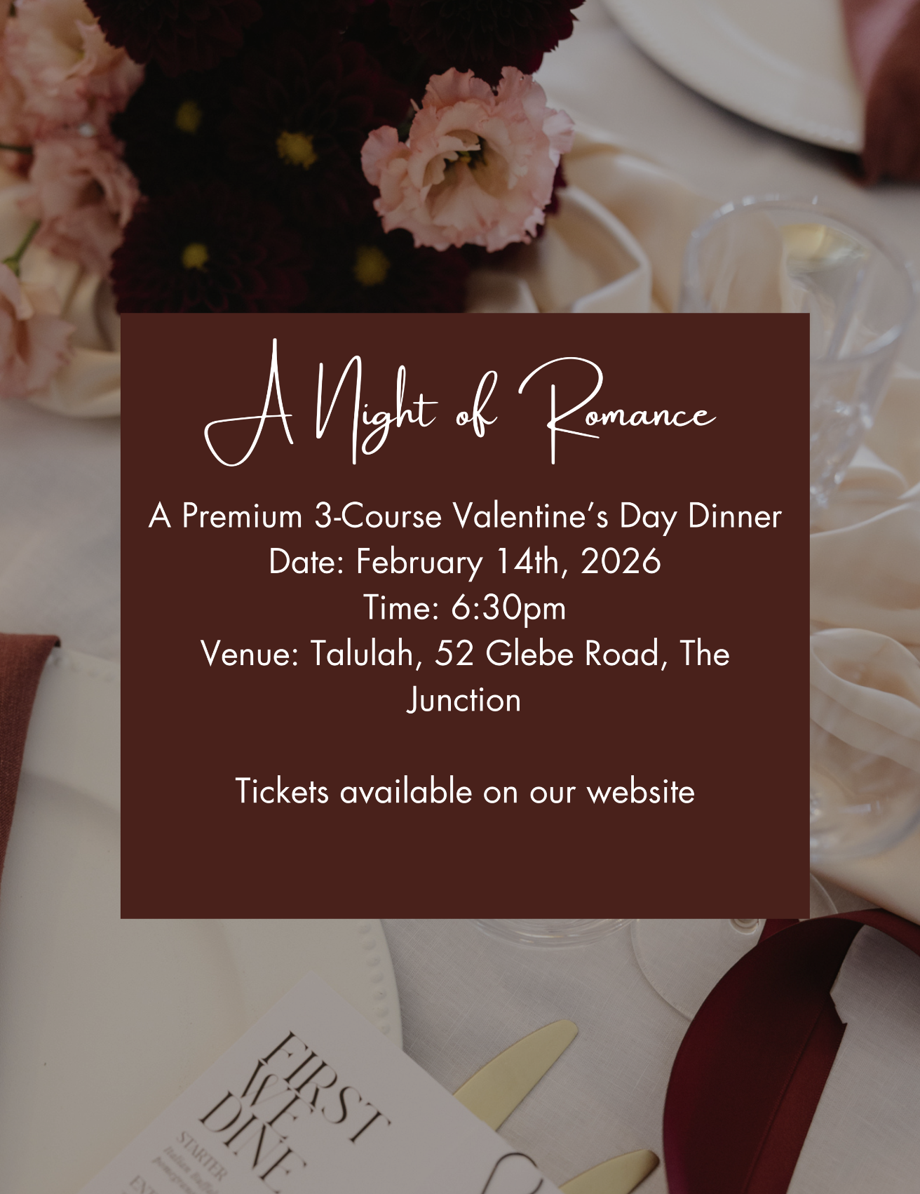 A Night of Romance: Valentine's Day 3-Course Dinner at Talulah