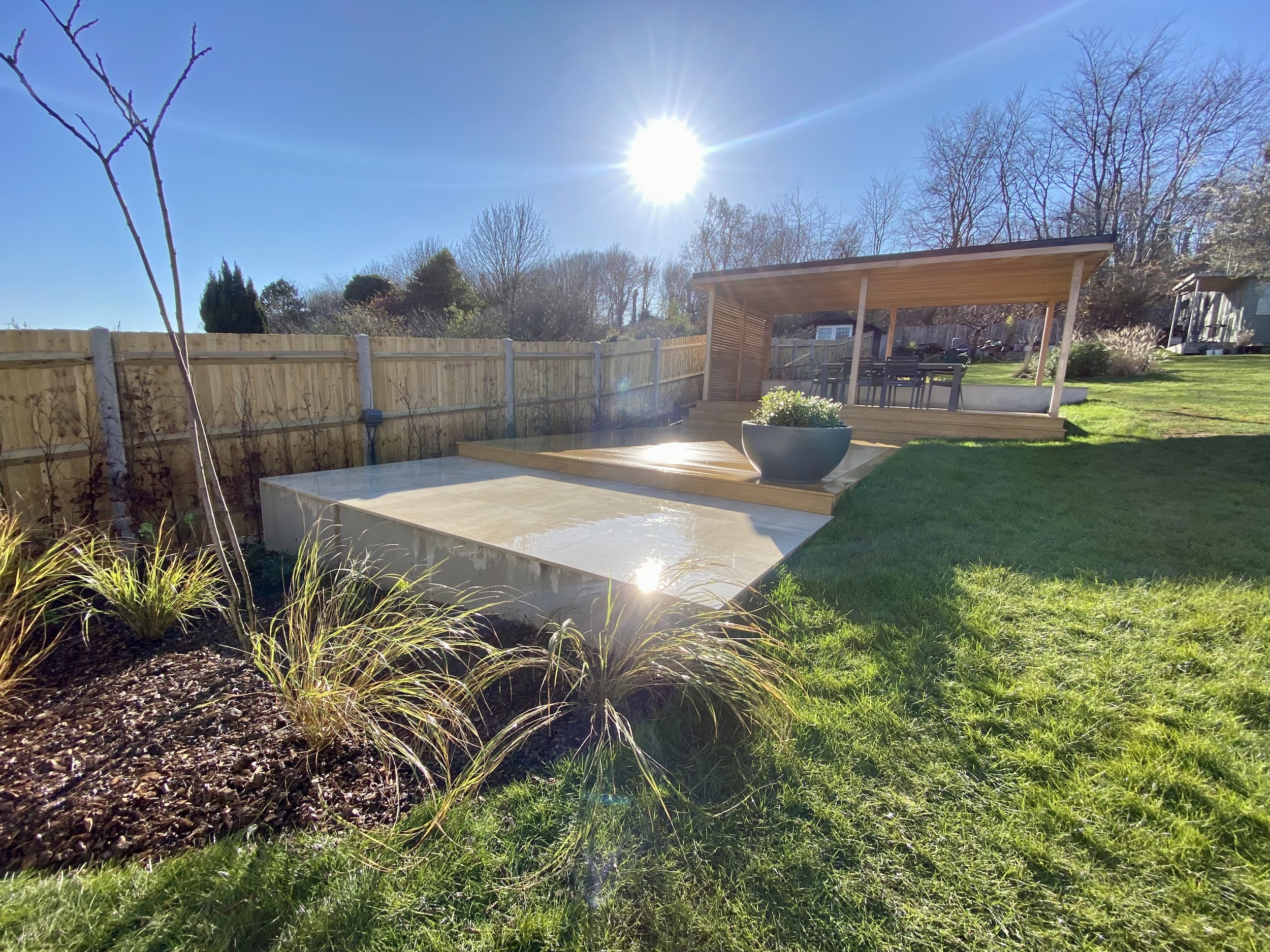 family garden transformation. garden landscaper sussex. 