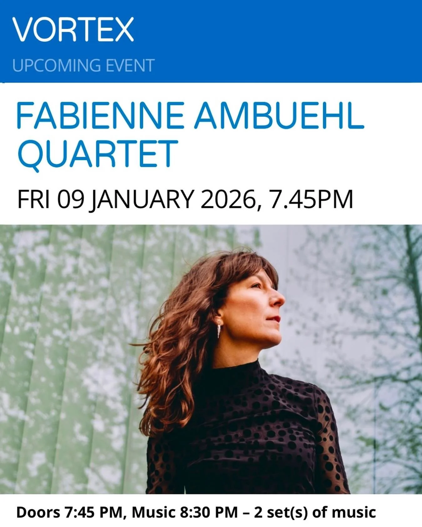 Thrilled to return to The Vortex Jazz Club in a month today, on 9th January 2026! 

Ticket link in bio, we&lsquo;d love to see you there✨ 

Really looking forward to playing with 
@jonscottdrums 
@antlawguitar 
@mattridleybass 

#livejazz #ukjazz #lo