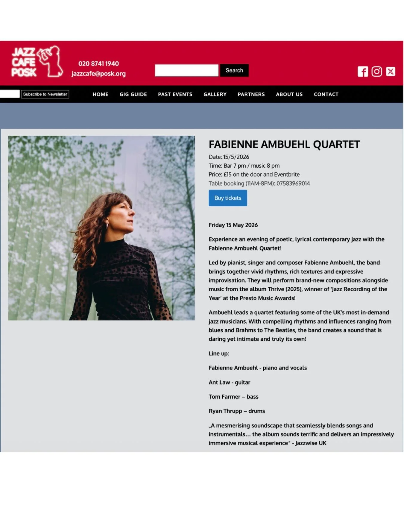 on MAY 15th we&rsquo;re live at @jazzcafeposk in London! 
Can&rsquo;t wait to be back at this wonderful venue with my quartet, @antlawguitar @tomwfarmer and @thrupp.ryan ! 

Would love to have you in the audience✨tickets and info in bio.

#london #pi