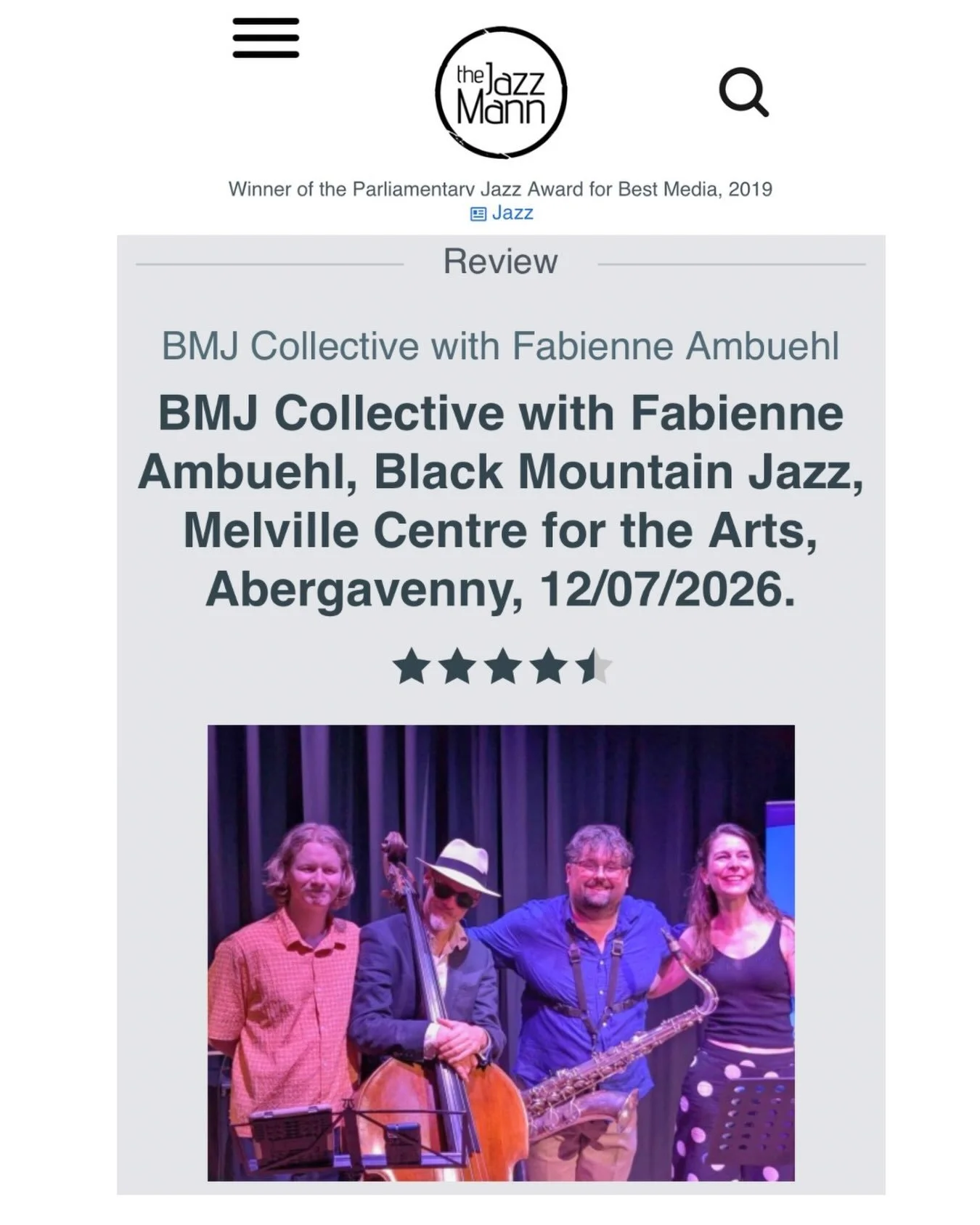 Thank you Ian Mann, the Jazz Mann, for this wonderful review of the concert with BMJ Collective on Sunday at @bmjazzclub 

&ldquo;Tonight&rsquo;s gig was one of THE highlights in a consistently impressive series.&ldquo;

&ldquo;Ambuehl is a musician 