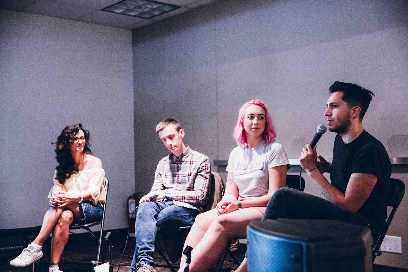 ‘How to Have a Career in Coffee’ - a panel discussion at Beanstock Coffee Festival 2018 featuring Kat of Boxcar Social, Ben of Monogram Coffee, Cill from Floozy and Chris Tellez. Photo @bheathertownsend