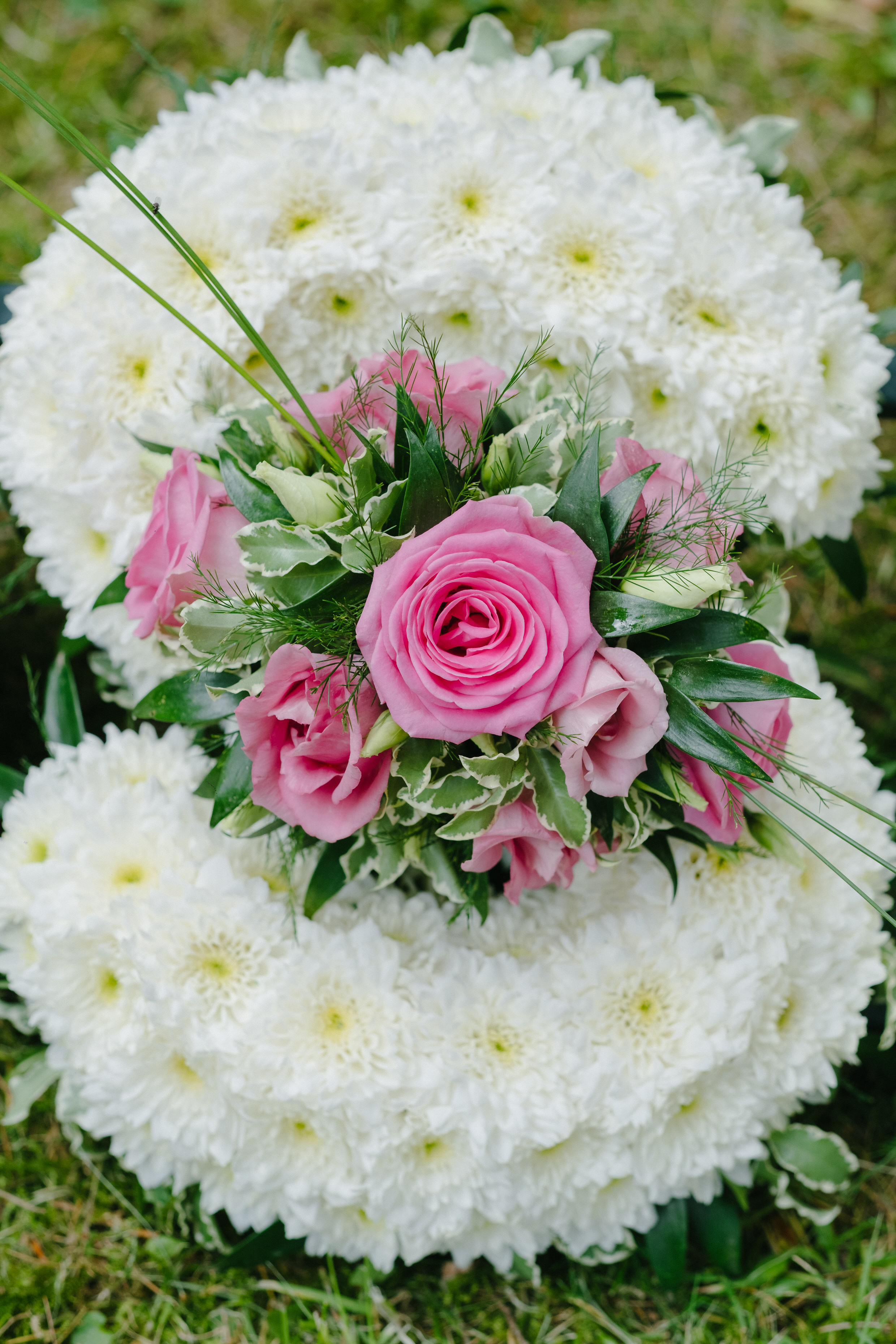 Funeral Tribute - 'Letter S' in Pink, Foliage Edge.jpg
