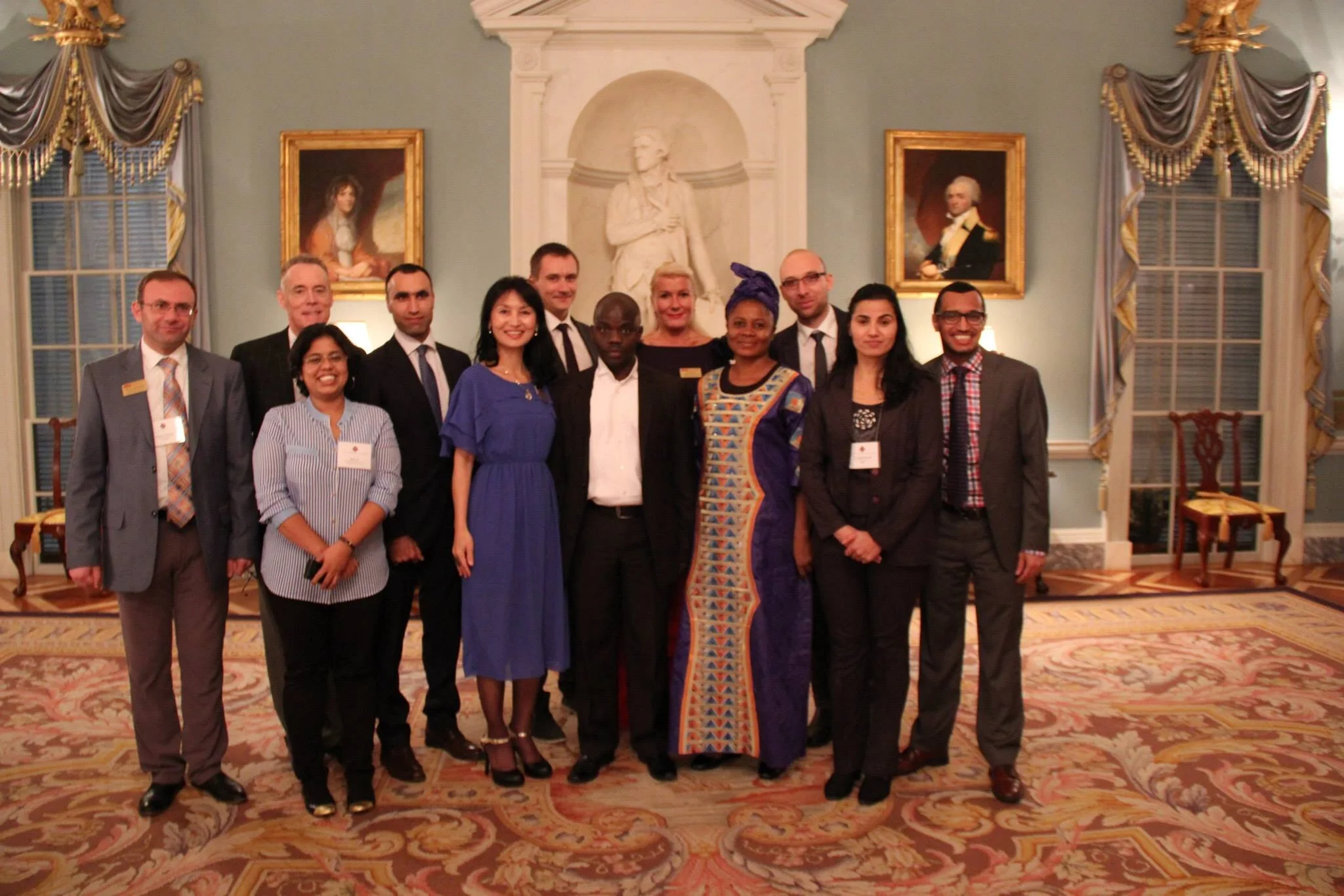 At the Global Leaders’ Forum hosted by the U.S. Department of State. Standing right behind me the former Assistant Dean of the Walter Cronkite School of Journalism and Director of Cronkite Global Initiative, Dr. Bill Silcock, and the Humphrey cohort, at the U.S. Department of State. I was honored to be invited to attend the event for the second time.