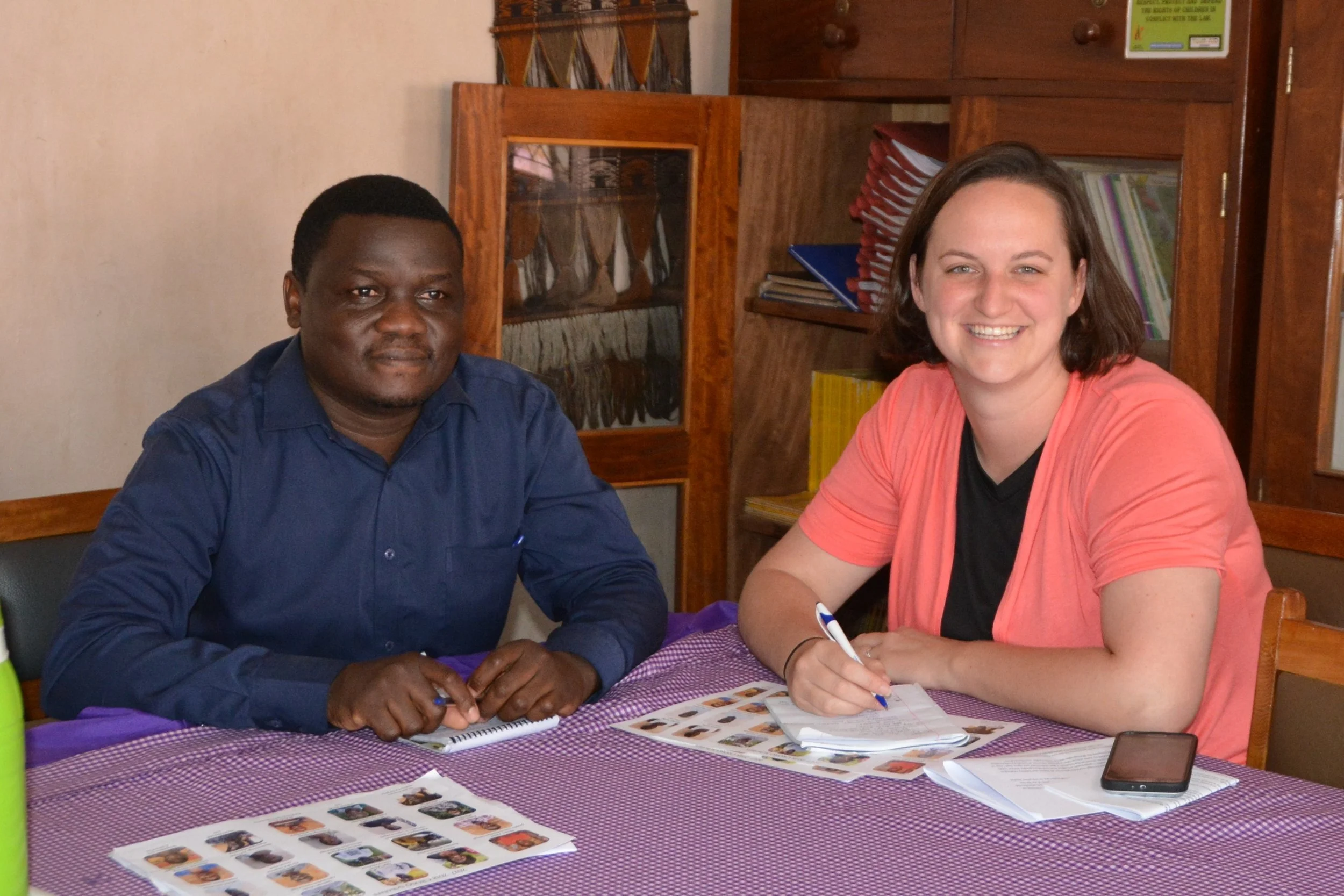 Bwayo Moses (C.R.O. Program Manager in Mbale) and Molly MacCready (CROSO Executive Director) meeting in November 2017.