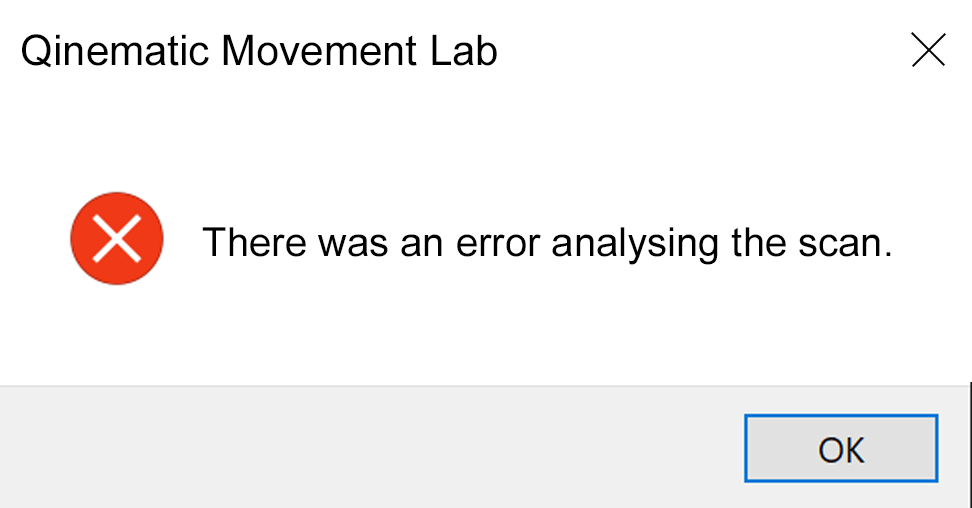 Error message after opening scan in Movement Lab.