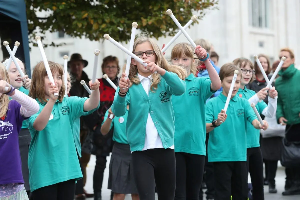 Young Musicians taking part in Southampton Music Hub's celebrations at last year's Music in the City Festival. Photo by the Daily Echo.