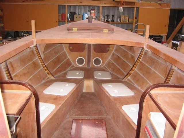 3. Cabin interior with foredeck in place. 31-8-09.JPG