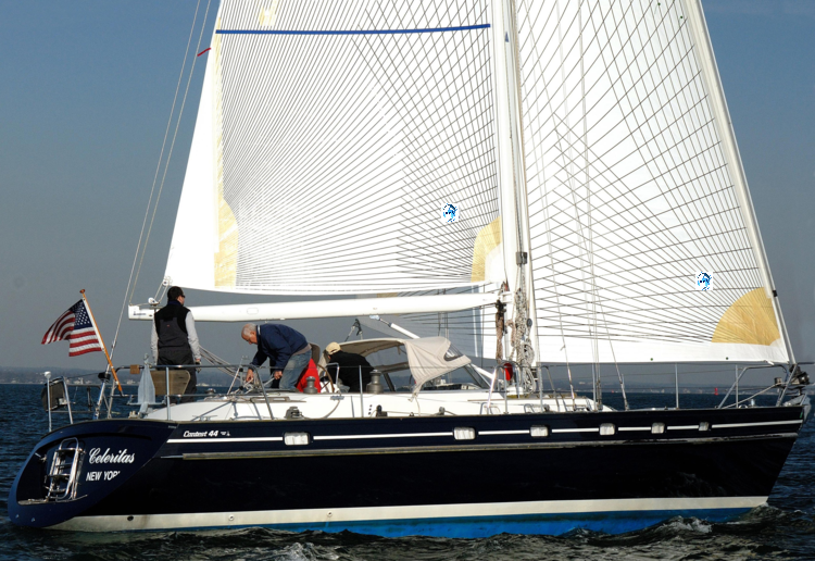 Tape-Drive is strong enough for years of cruising enjoyment as well as has the performance needed for club racing. Above are Tape-Drive Carbon Spectra sails on a Contest 44. The main is an in-mast furling sail with vertical battens