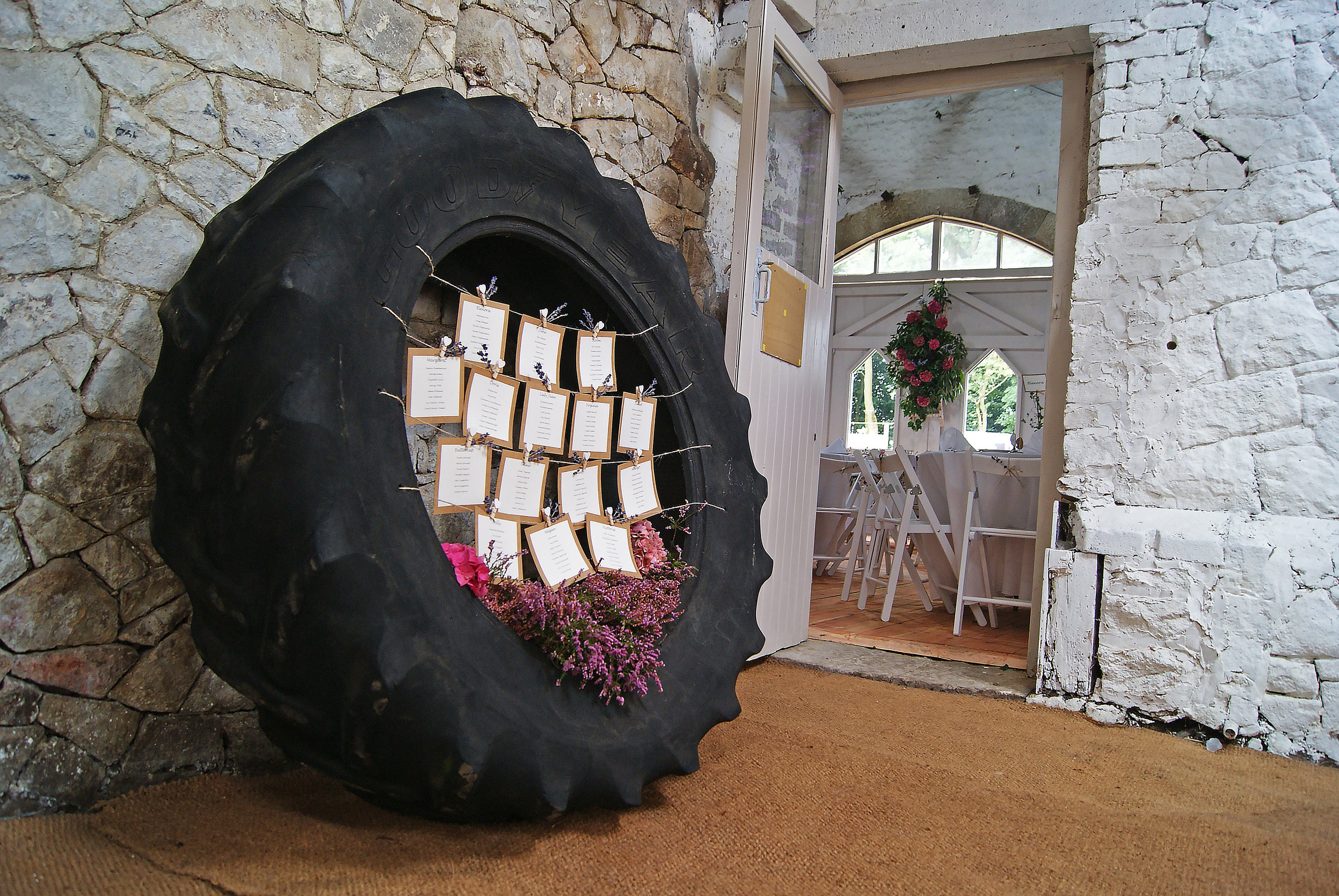 Big Tyre with Wedding Invites