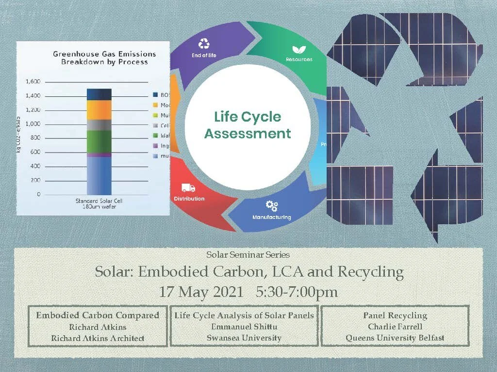 SEDA SOLAR SEMINAR #4: Embodied Carbon, LCA and Recycling