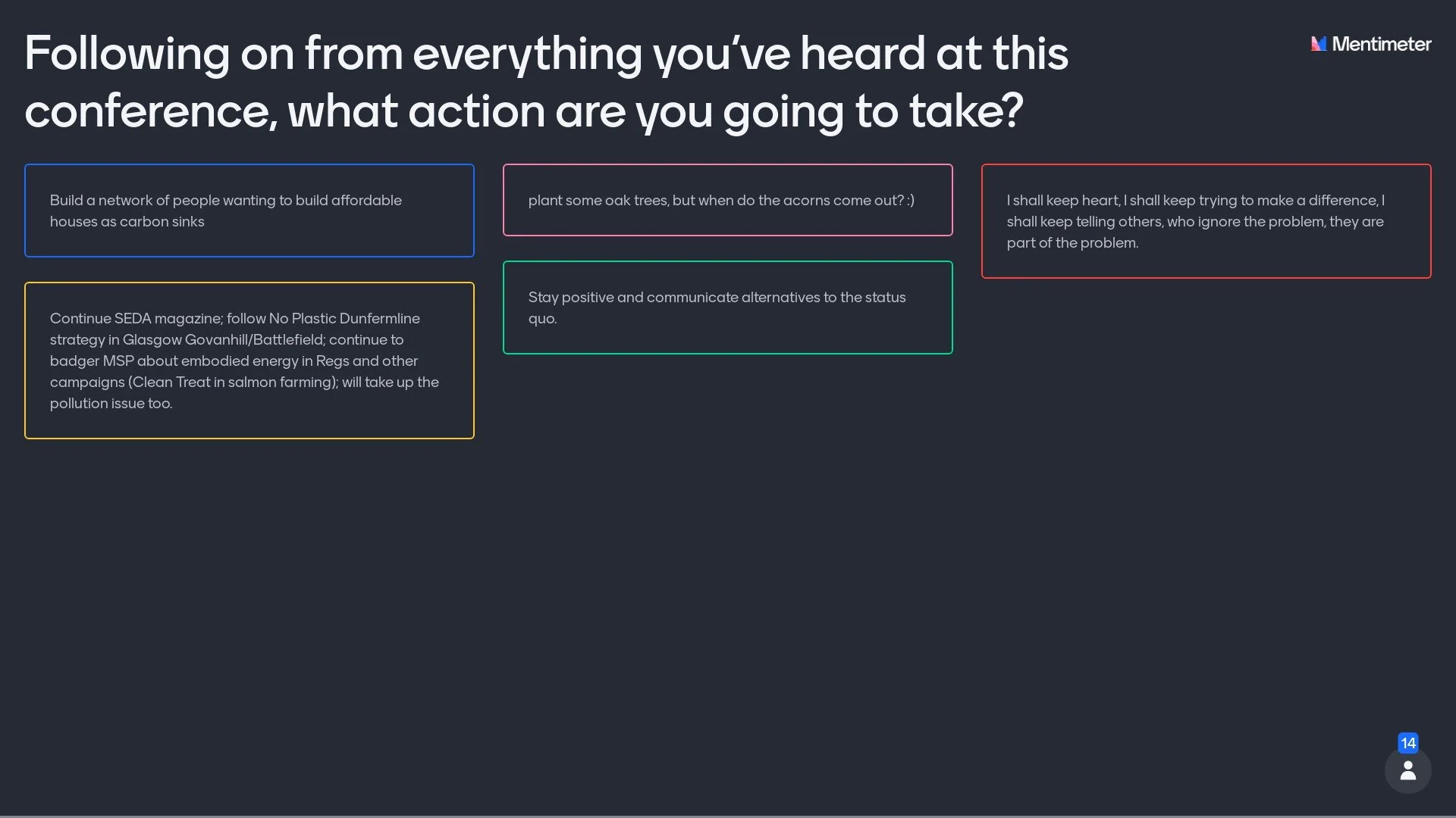 Following on from everything you've heard at this conference, what action are you going to take?