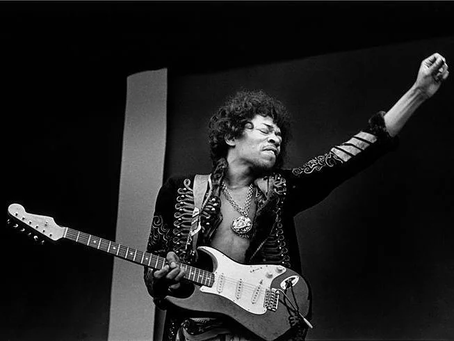 Jim Marshall “Hendrix” (1967): Jimi Hendrix at his sound check during the 1967 Monterey Pop Festival.