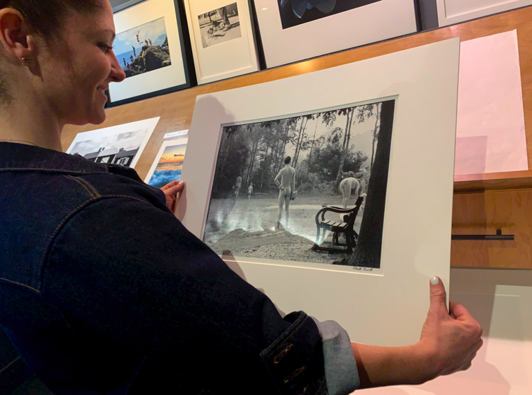 Suzanne holding Erwitt’s print.