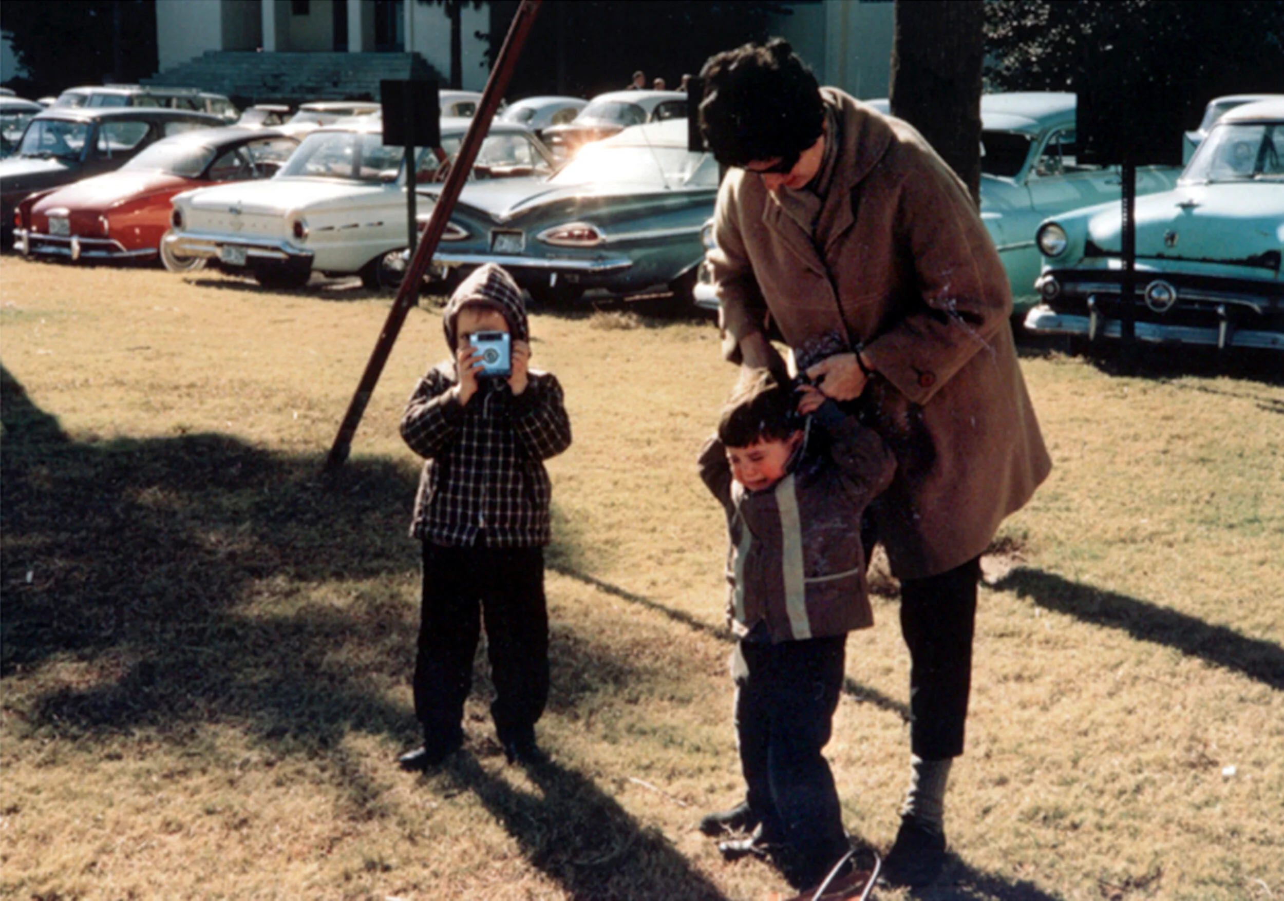 Shmuel Thaler, with camera — along with his mother Pat and brother Jon. Cape Canaveral, FL (1964)