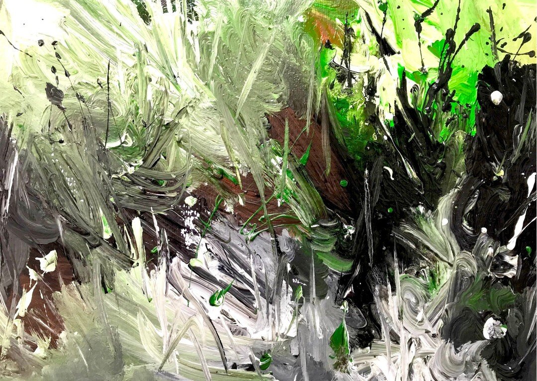 I like this painting, it has a lot of energy behind it. It is really an A4 piece of paper on which I vented some frustration. There's a reason I talk about the benefits of creativity; at one end of the scale is the lovely relaxing flow of art/making/