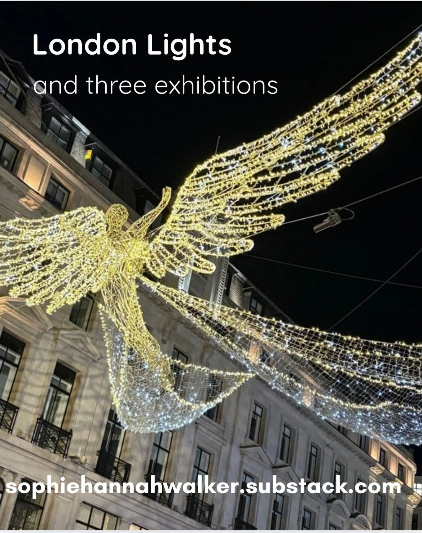 Read this weeks Substack all about three exhibitions; one I&rsquo;m in, one my mum is in and one I went to with my son. Plus the London lights, a spot of photography and  some great gift ideas. Sophiehannahwalker.substack.com
.
.
.
.
.
#christmas #su
