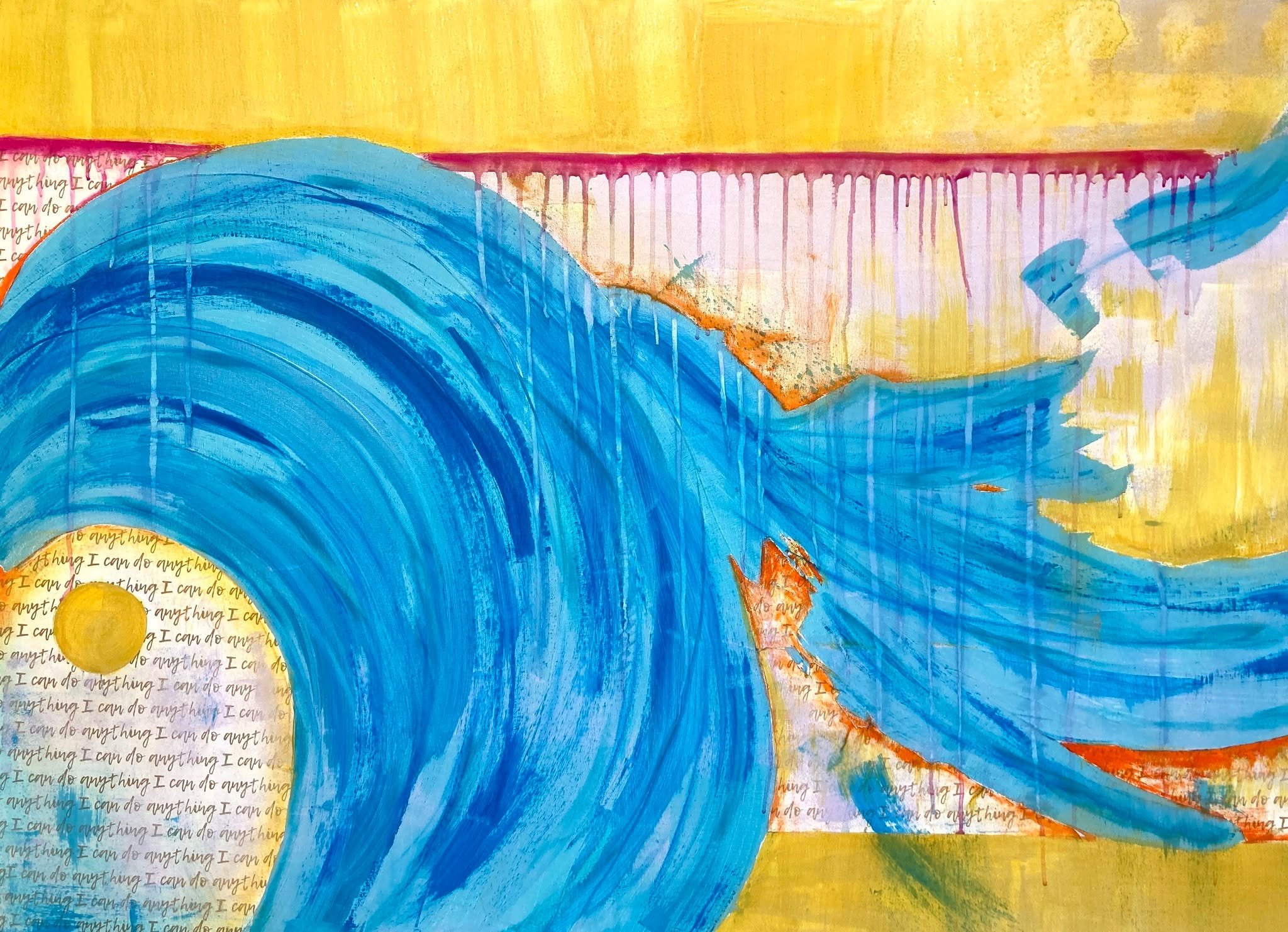 One of my larger works. This is called I Can Do Anything. Mixed Media on canvas, size 120 x 80 x 3 cm.