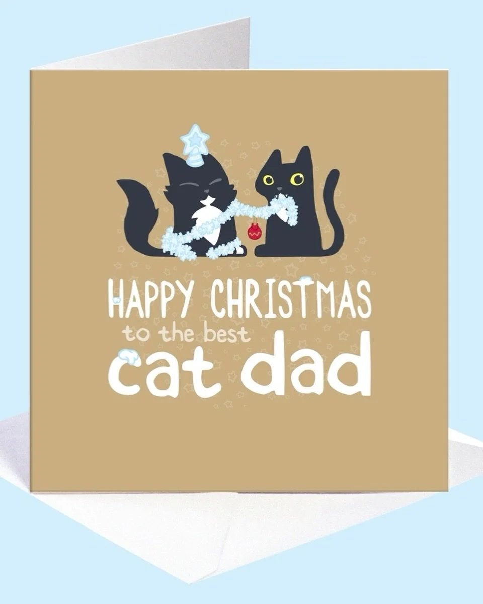 🎉Our #PickleAndNancy #Blackfriday sale is on! And includes ALL our Christmas cards and gifts, including this cute card for cat dads! 🫂Take a look 🛍️🐈&zwj;⬛💕 http://etsy.me/2oNukR3