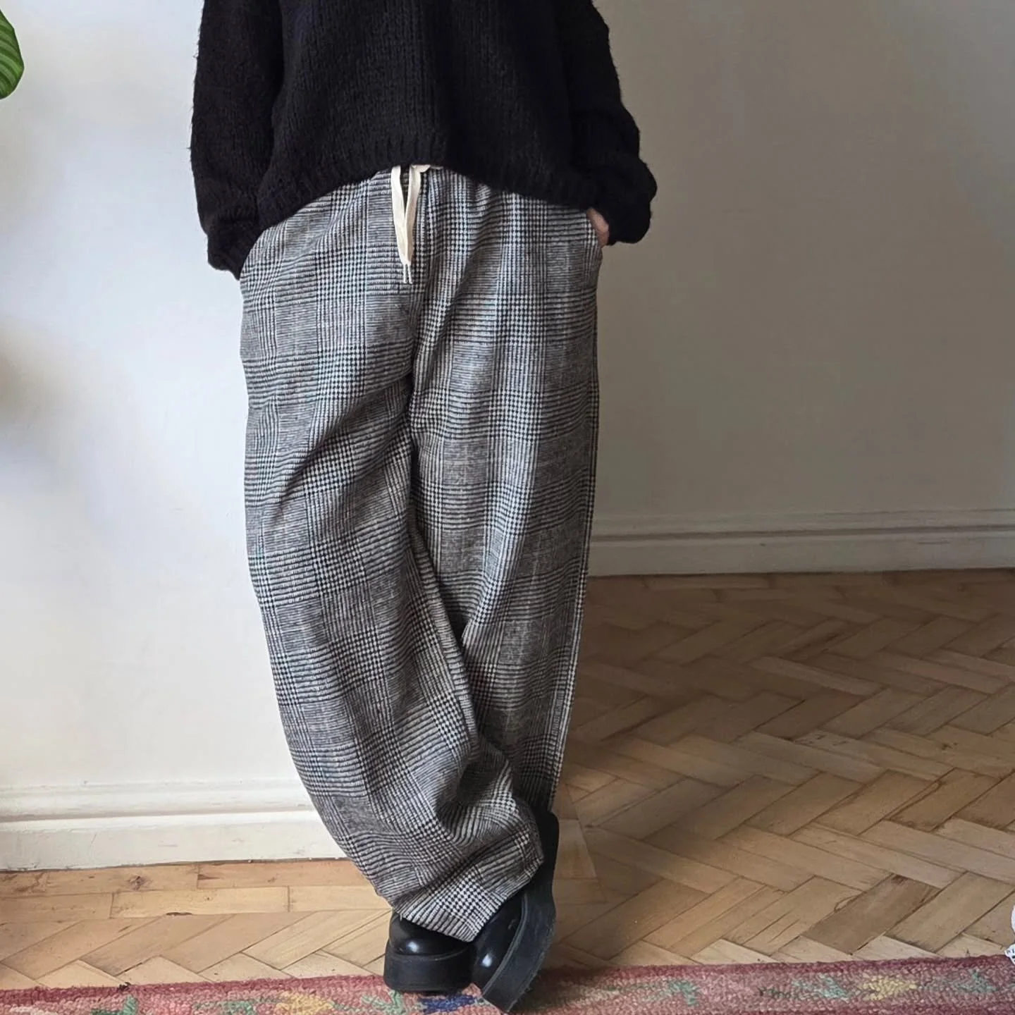 They're here!! 

These trousers feel so nice to wear, they have a full draw string waist that adjusts for your comfort.  There are small darts at the bottom of the leg to create a really lovely shape, the material has a winter weight to if and is war