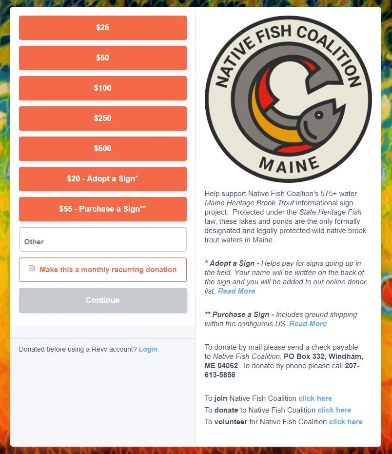 Maine State Heritage Fish Sign Initiative - Sign Purchases