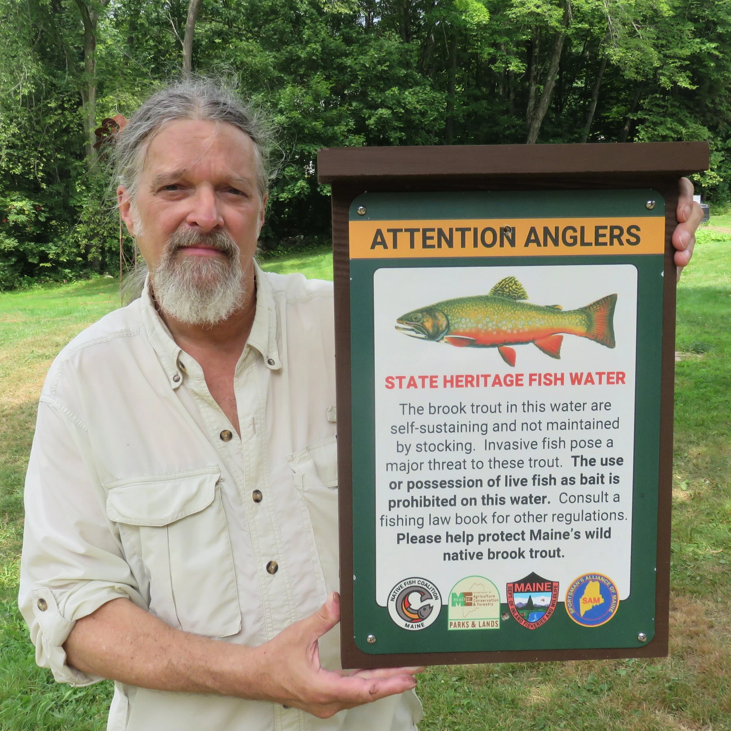 Custom State Heritage Fish Signs for Maine Public Lands