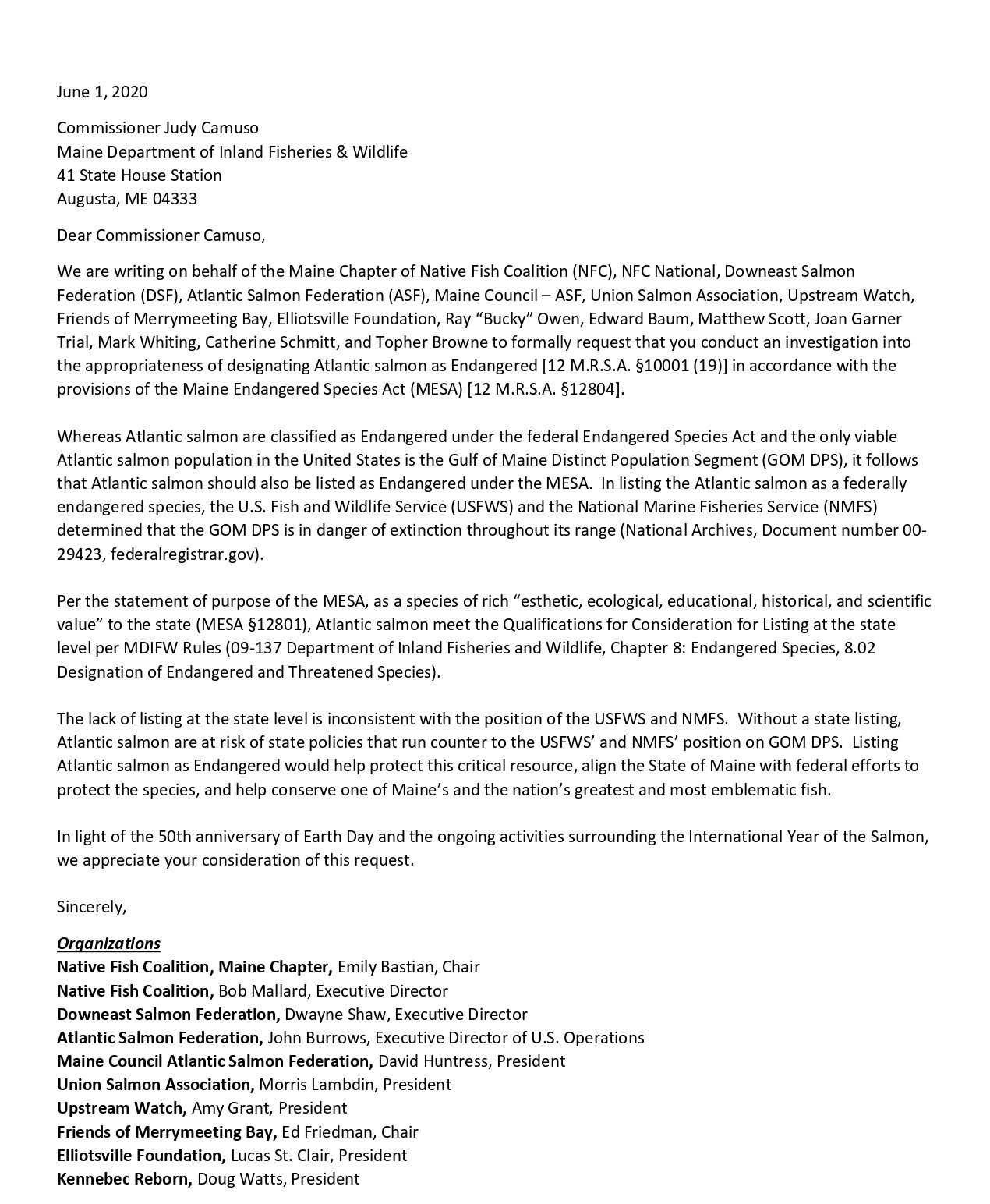 Atlantic Salmon Listing Letter to MDIFW - Page 1.jpg