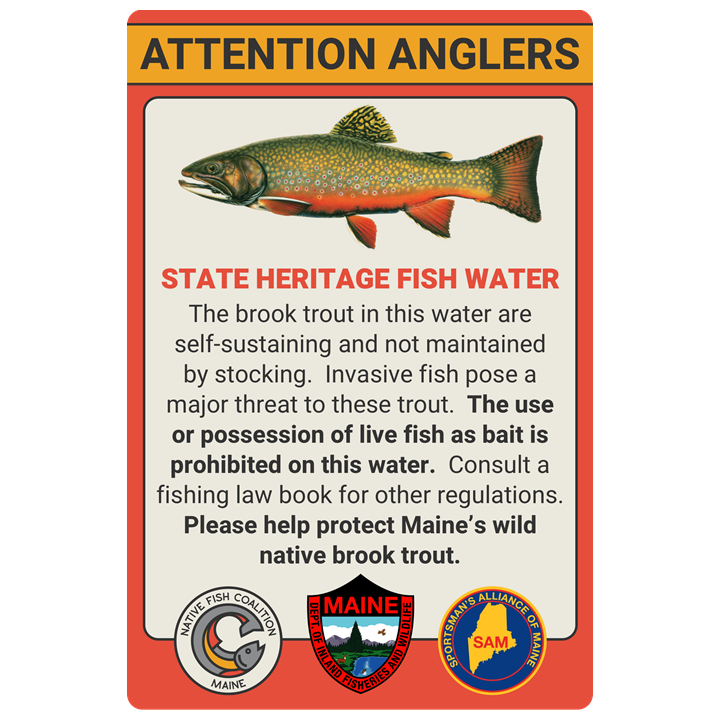 Maine Heritage Brook Trout Sign