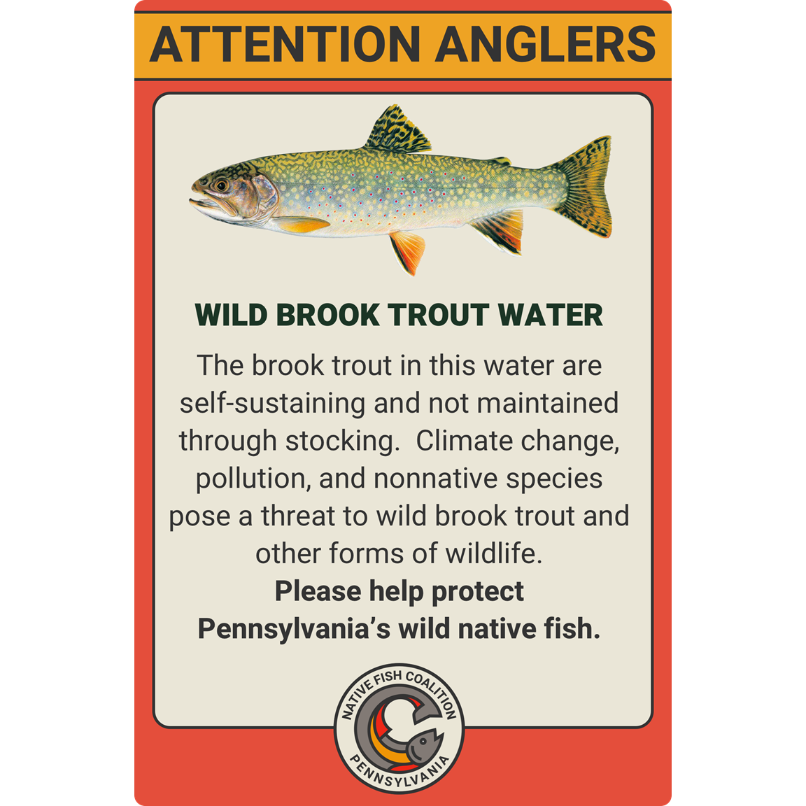 Sixpenny Creek PA Wild Brook Trout Signs