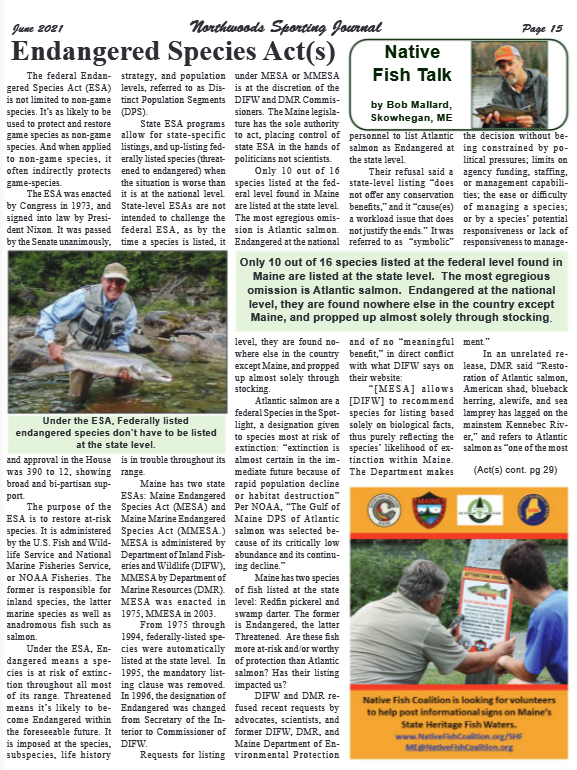 NFC Executive Director Bob Mallard Chimes in on Endangered Species Act(s)