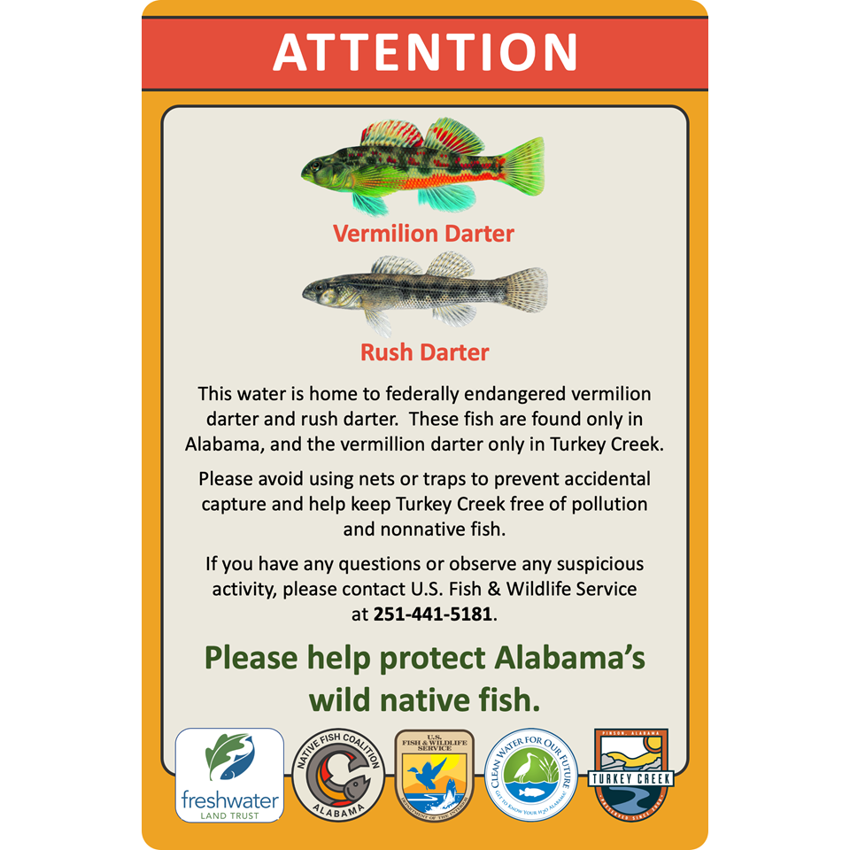 TURKEY CREEK ENDANGERED DARTER SIGN