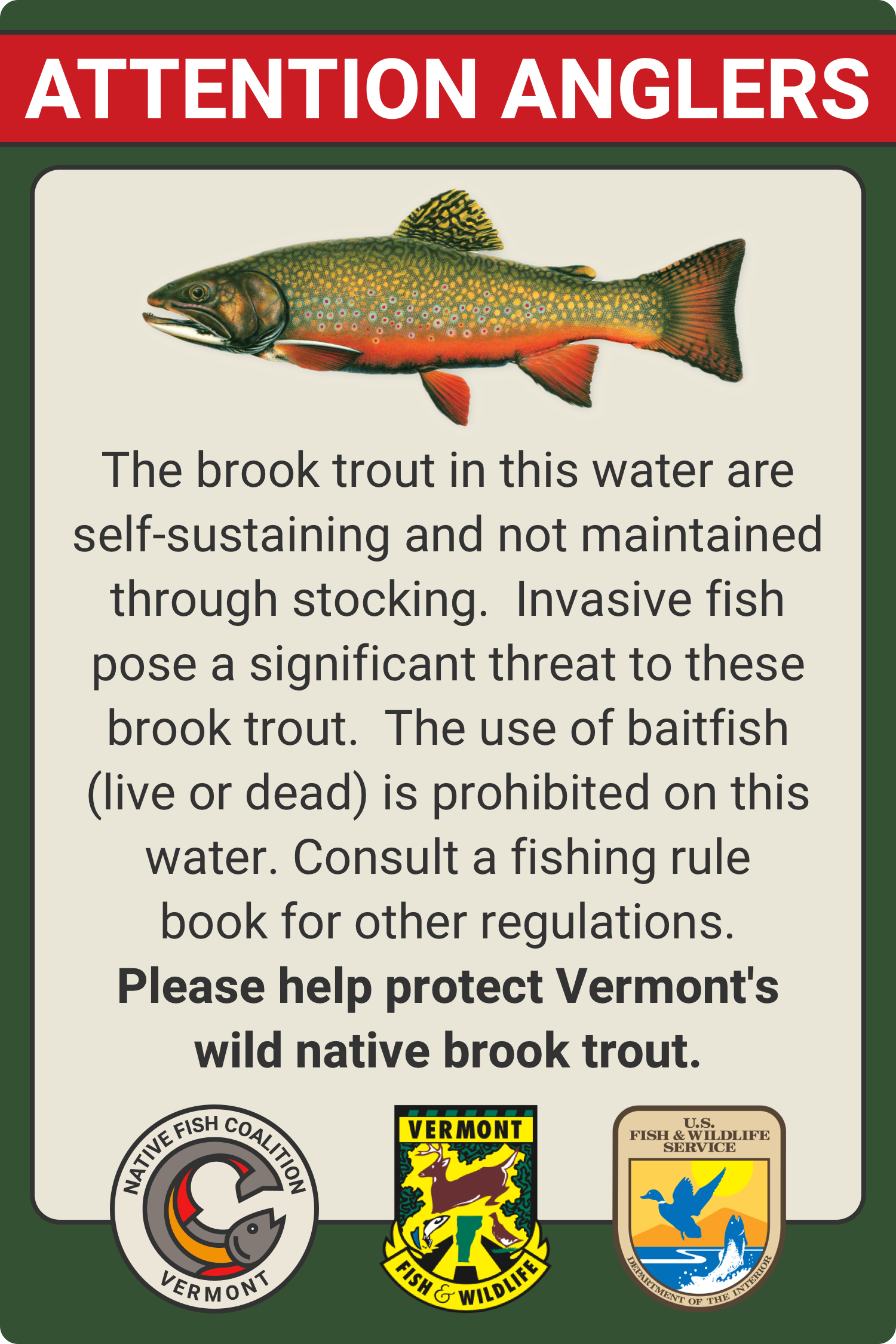 Press Release: NEW SIGNS WILL HELP PROTECT WILD NATIVE BROOK TROUT FROM ...
