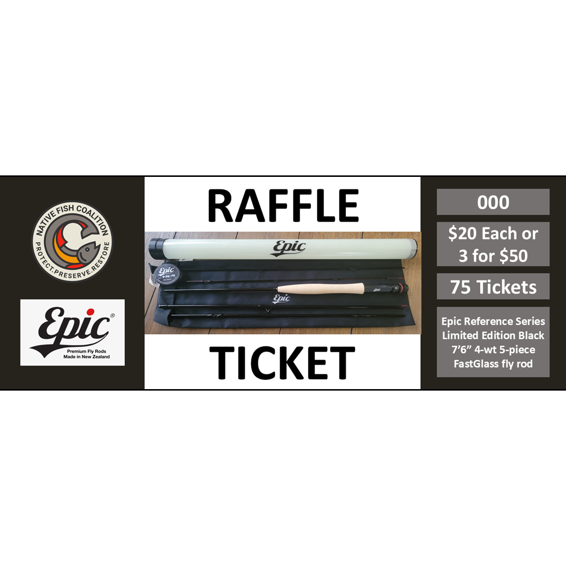 Raffle: Black Epic Reference Series 476 Packlight Fly Rod...