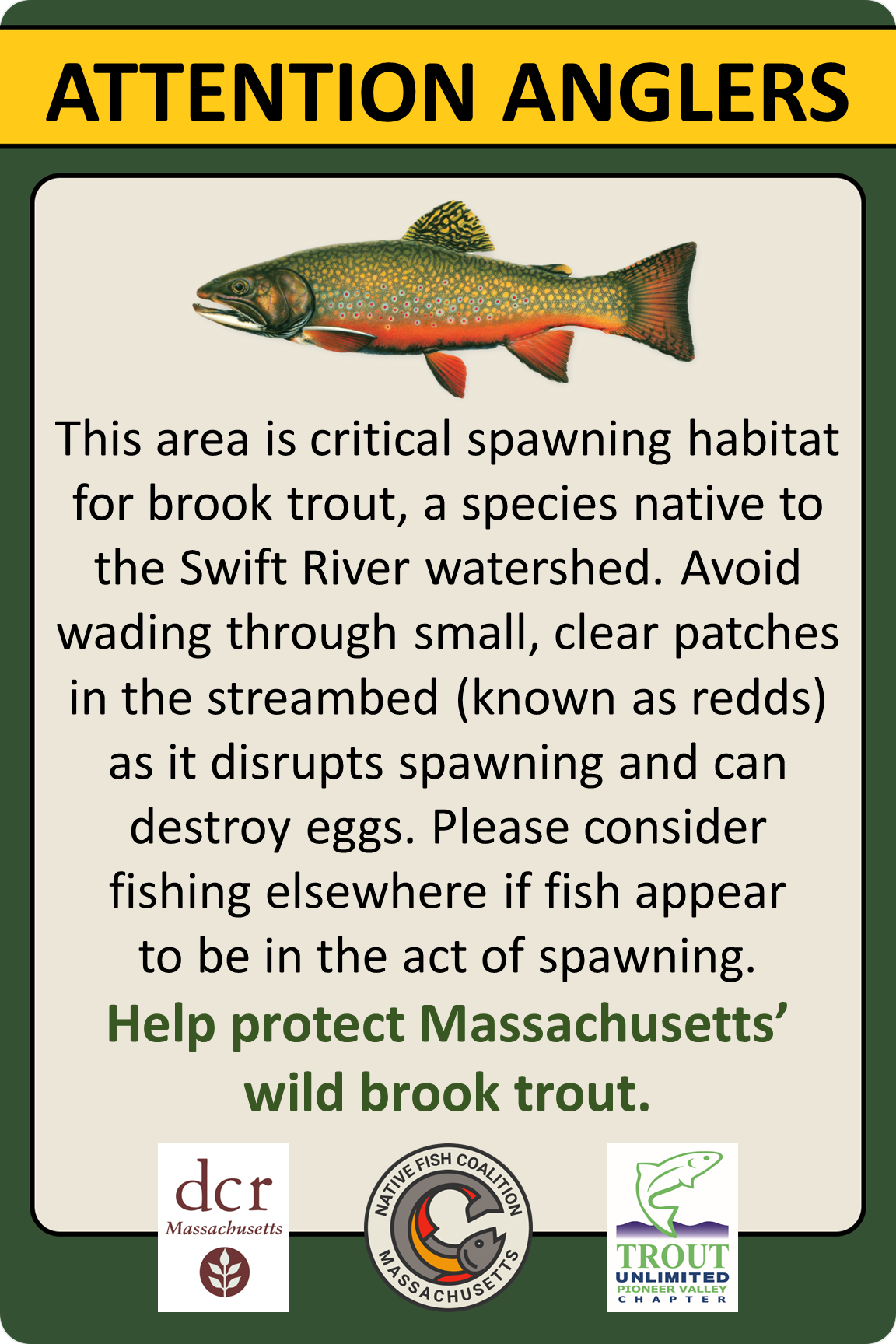 Swift River in Massachusetts to Get Wild Brook Trout Redd Signs