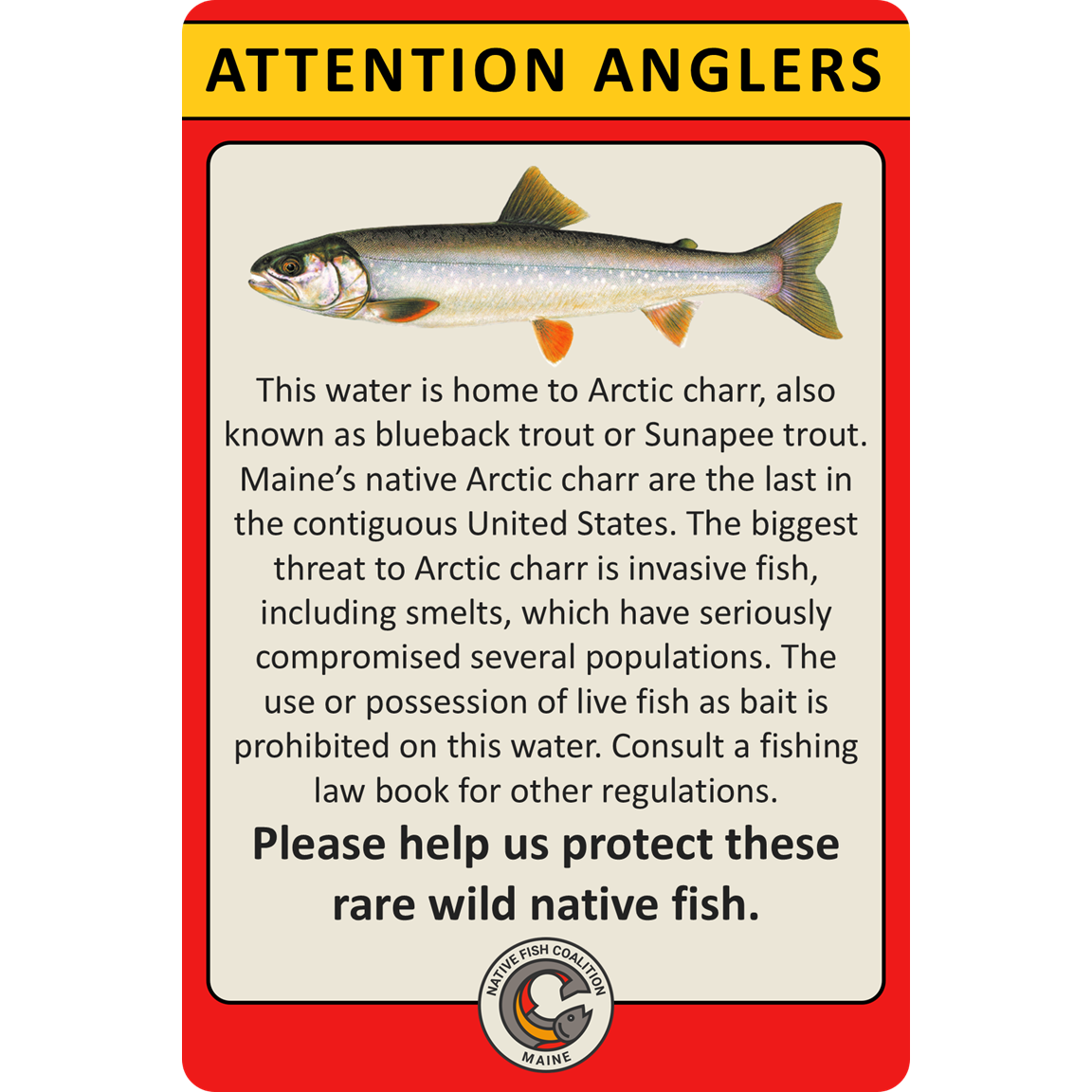 Maine Arctic Charr Sign