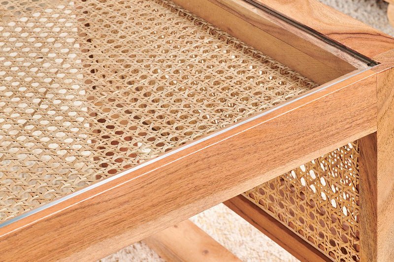 Balibar Cane & Glass Coffee Table — Brocante Ltd