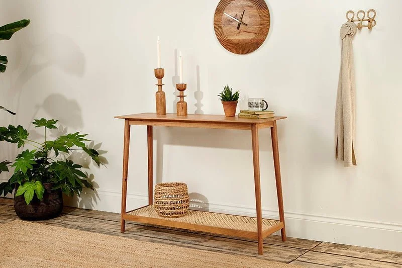 Erabar Acacia & Cane Console Table — Brocante Ltd