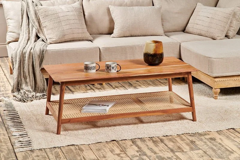 Erabar Acacia & Cane Coffee Table — Brocante Ltd