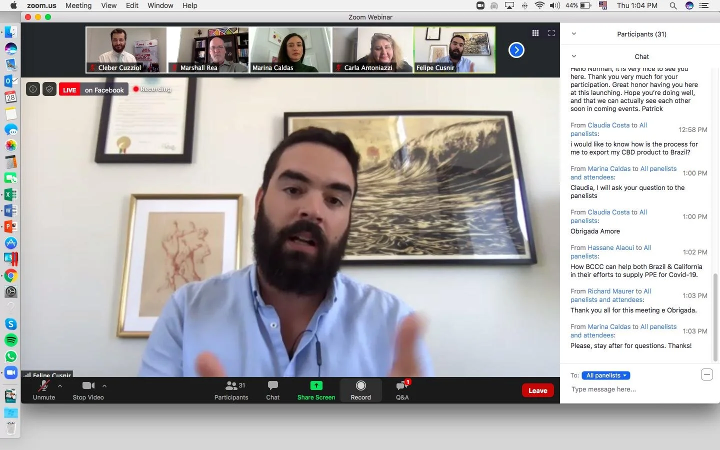 MV at the Inaugural webinar of BCCC International Trade &amp; Logistics committee