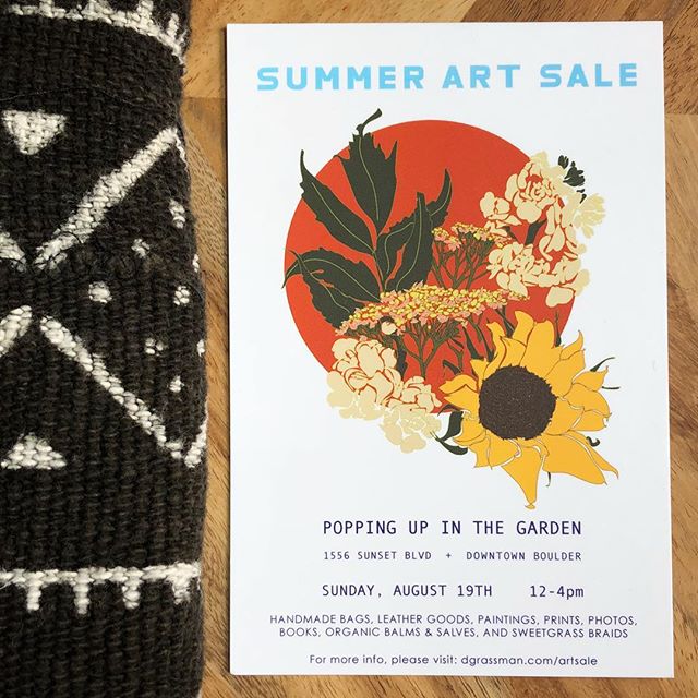 We&rsquo;re popping up 🎈 with @l.a.bookmaker tomorrow for a summer garden art sale!
.
Join us Sunday 8/14 from 12-4 at 1556 sunset Blvd in Boulder for art, bags and bath products.