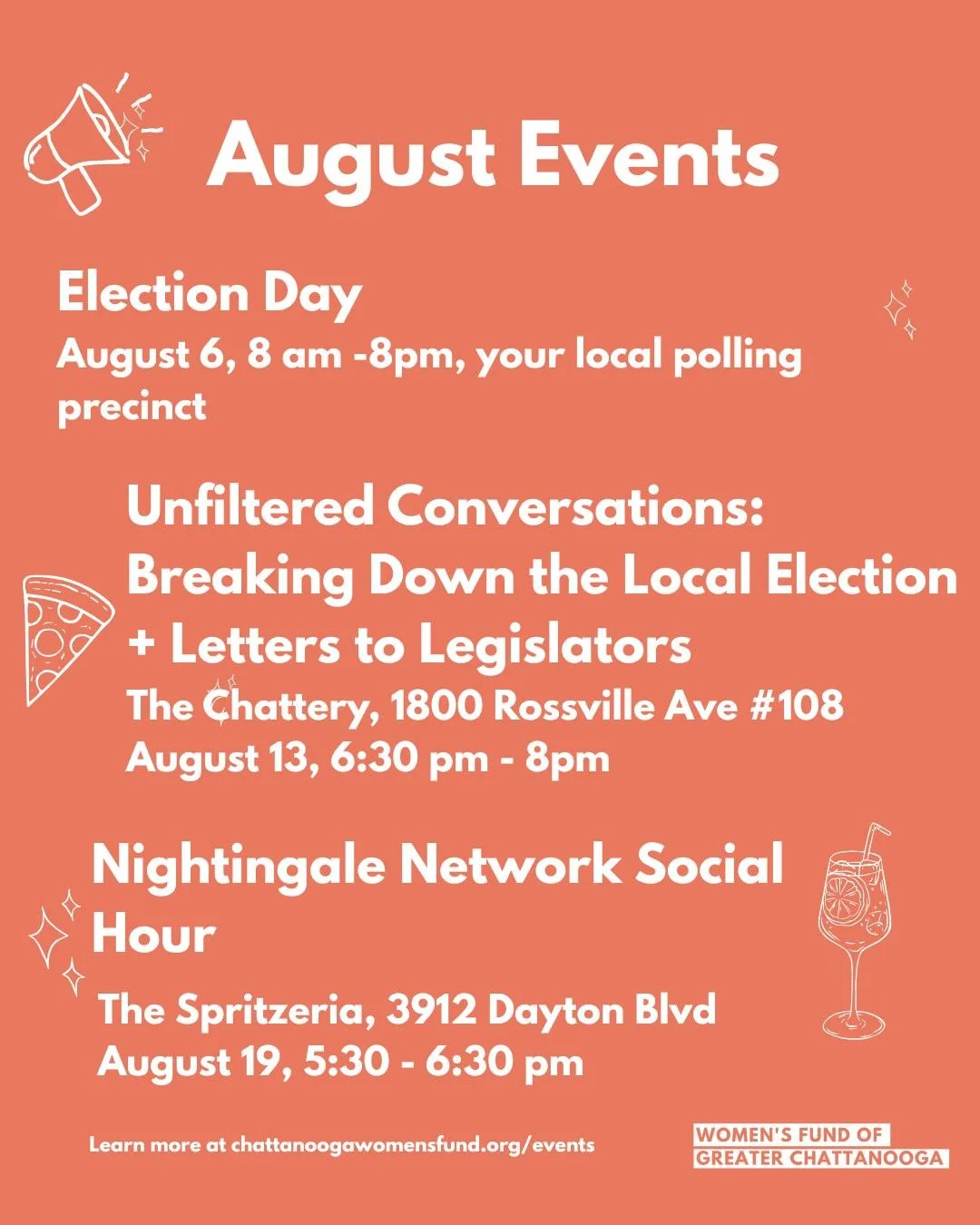 🗳🍕🍷 August is all about using your voice as we have our County General Election and State and Federal Primary Election!