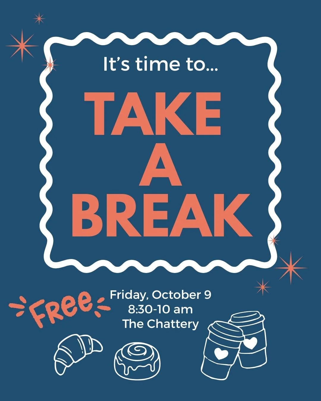 The Women's Fund is co-hosting October's Coffee Break on Friday, October 9 from 8:30 - 10am at The Chattery. 

☕🥐Coffee and pastries will be provided. No need to RSVP. Come exactly as you are.