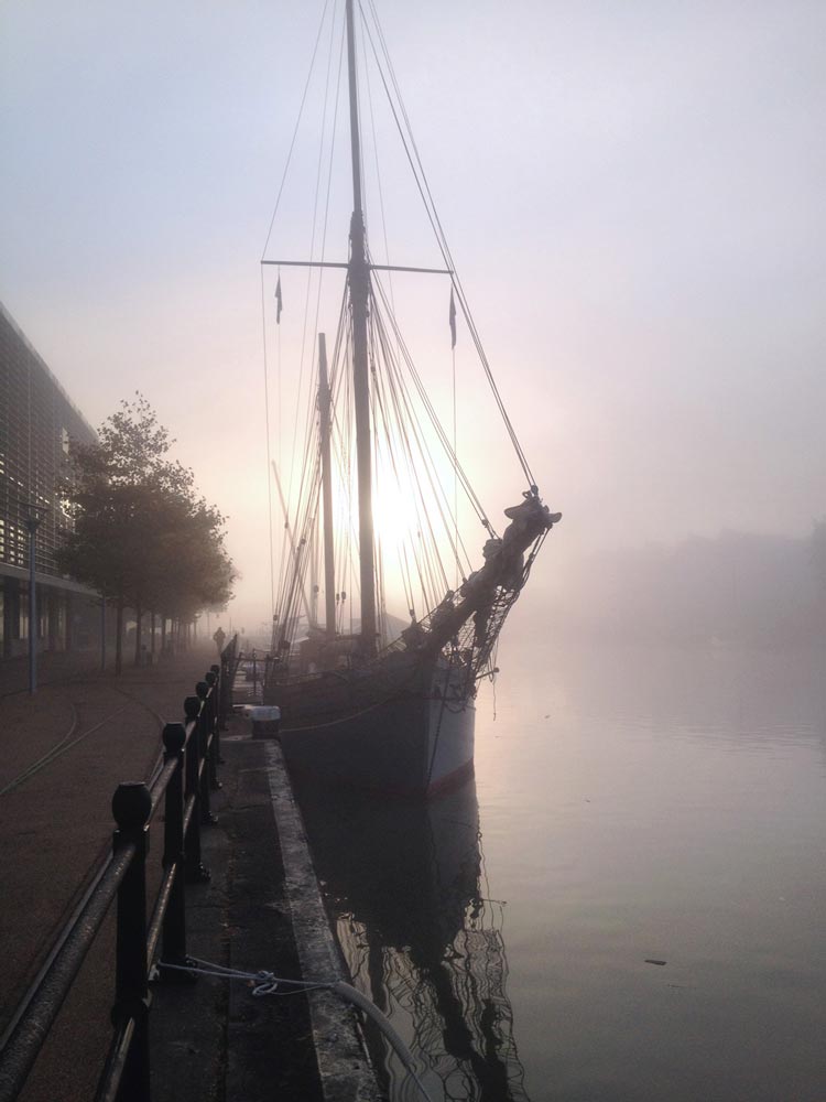 Bristol morning under fog, UK