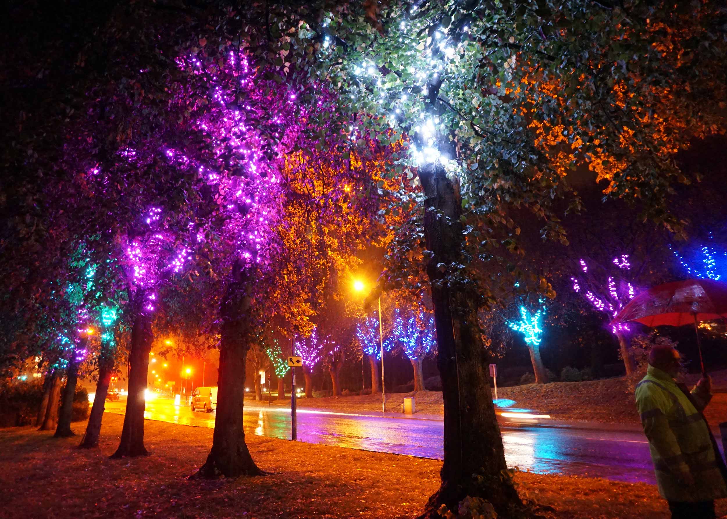 The lights have been programmed to contain special displays for specific calendar dates e.g. pinks and reds for Valentine’s Day; blues and whites for St Andrew’s; oranges, purples and greens at Halloween; reds and golds at Christmas and a full ‘firework’ effect at New Year’s Eve. The possibilities really are endless and the programmes can be added to and altered over time, ensuring something special to surprise and delight viewers for years to come.