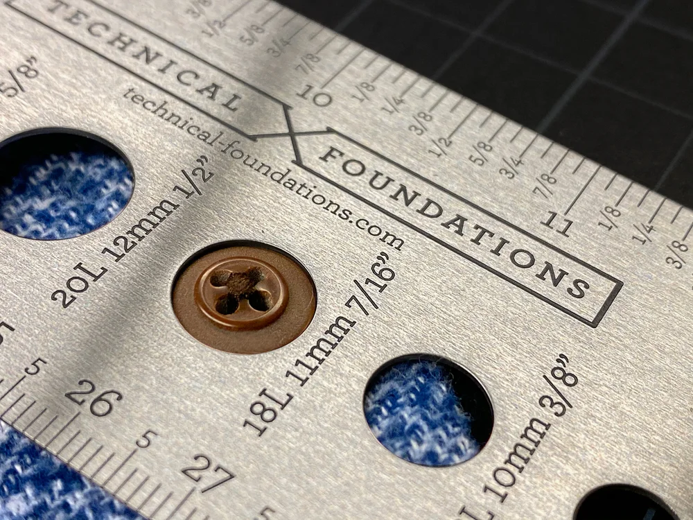 Measure Button Size by Ligne with the Steel Ligne Ruler by Technical ...