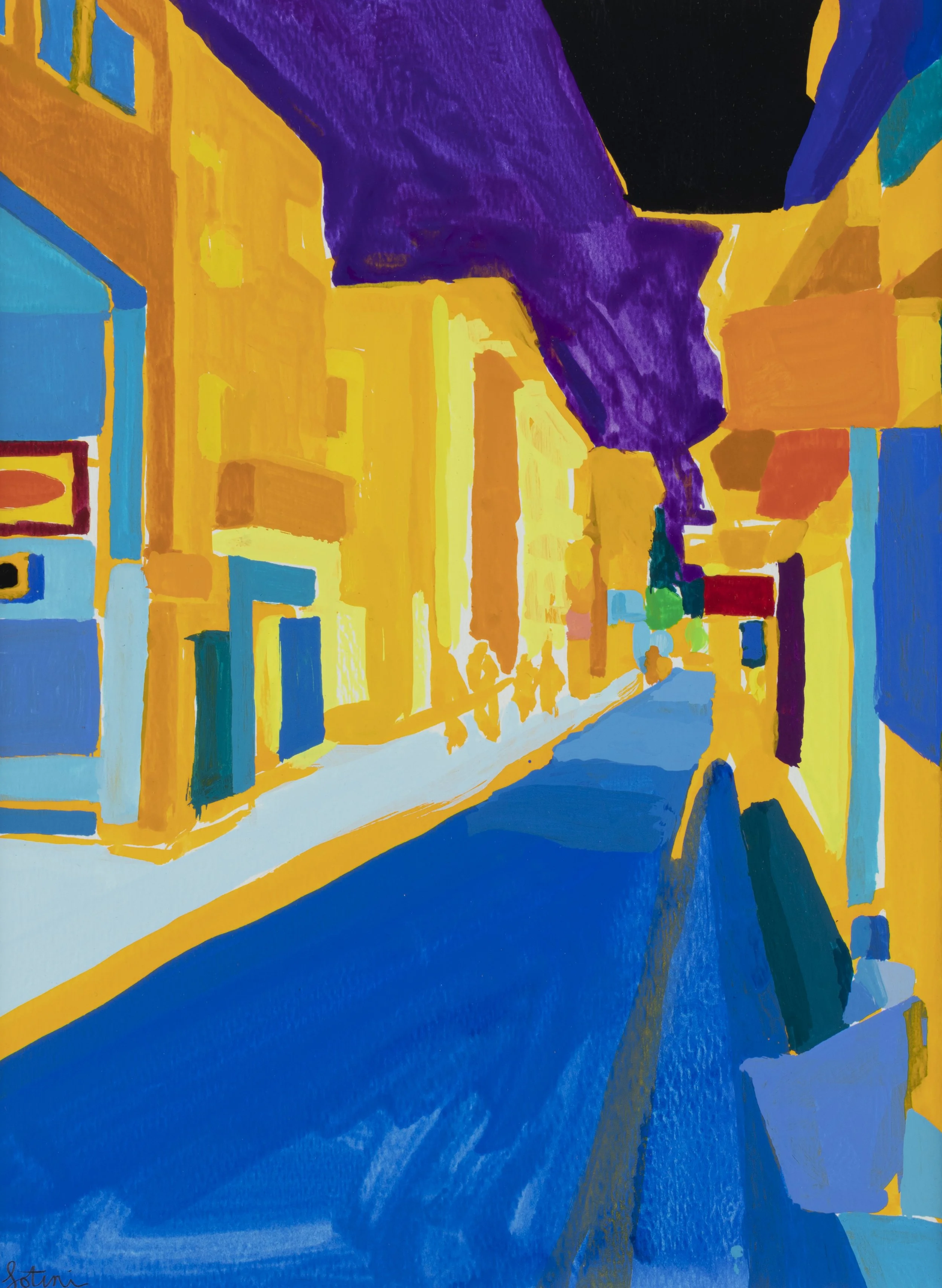 Christophillis_Nightwalk in Athens No. 3_Gouache on Paper_12X9.jpeg