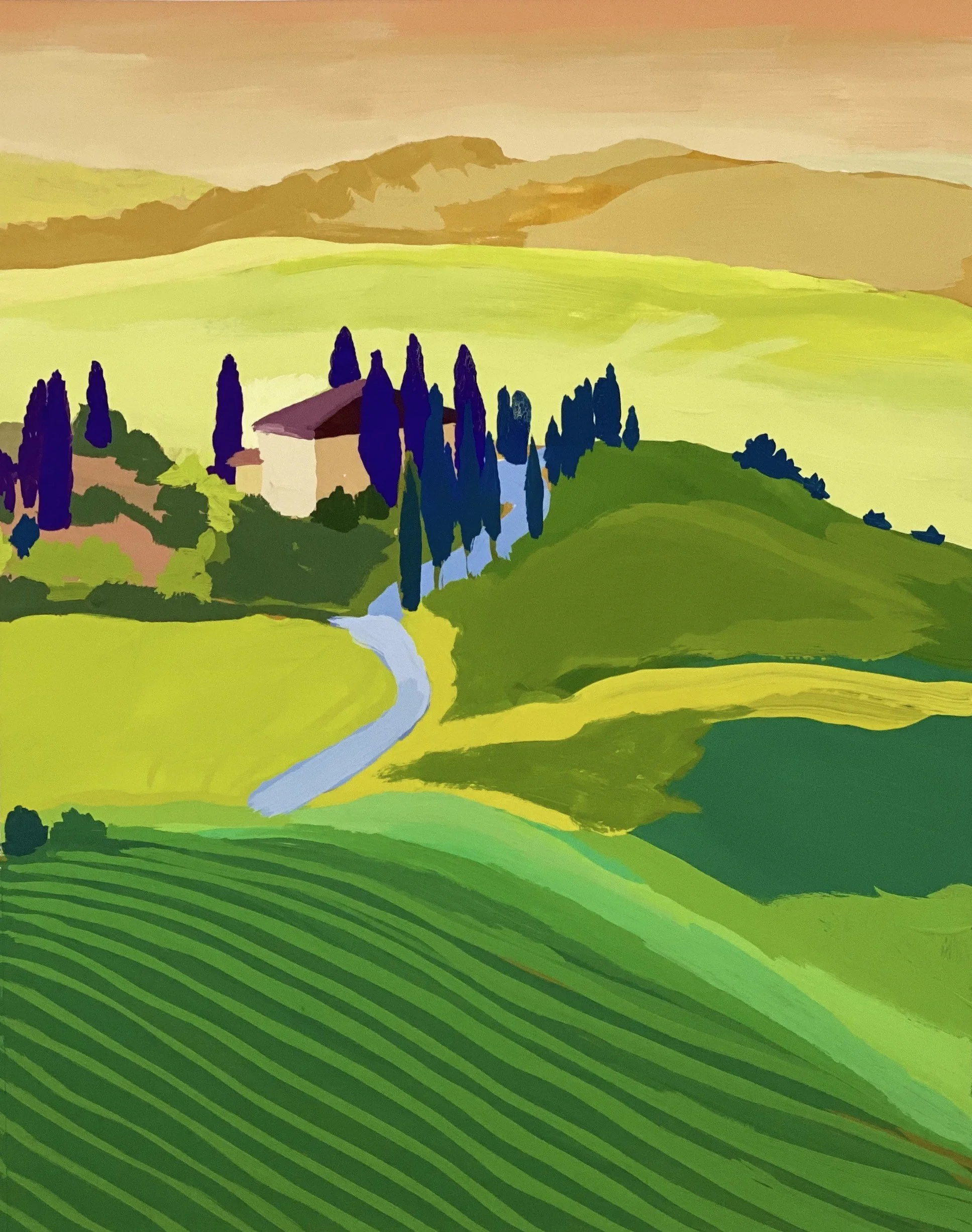 Christophillis_Road to Tuscany No. 2_Gouache on Paper_14%22 X 11%22.jpg