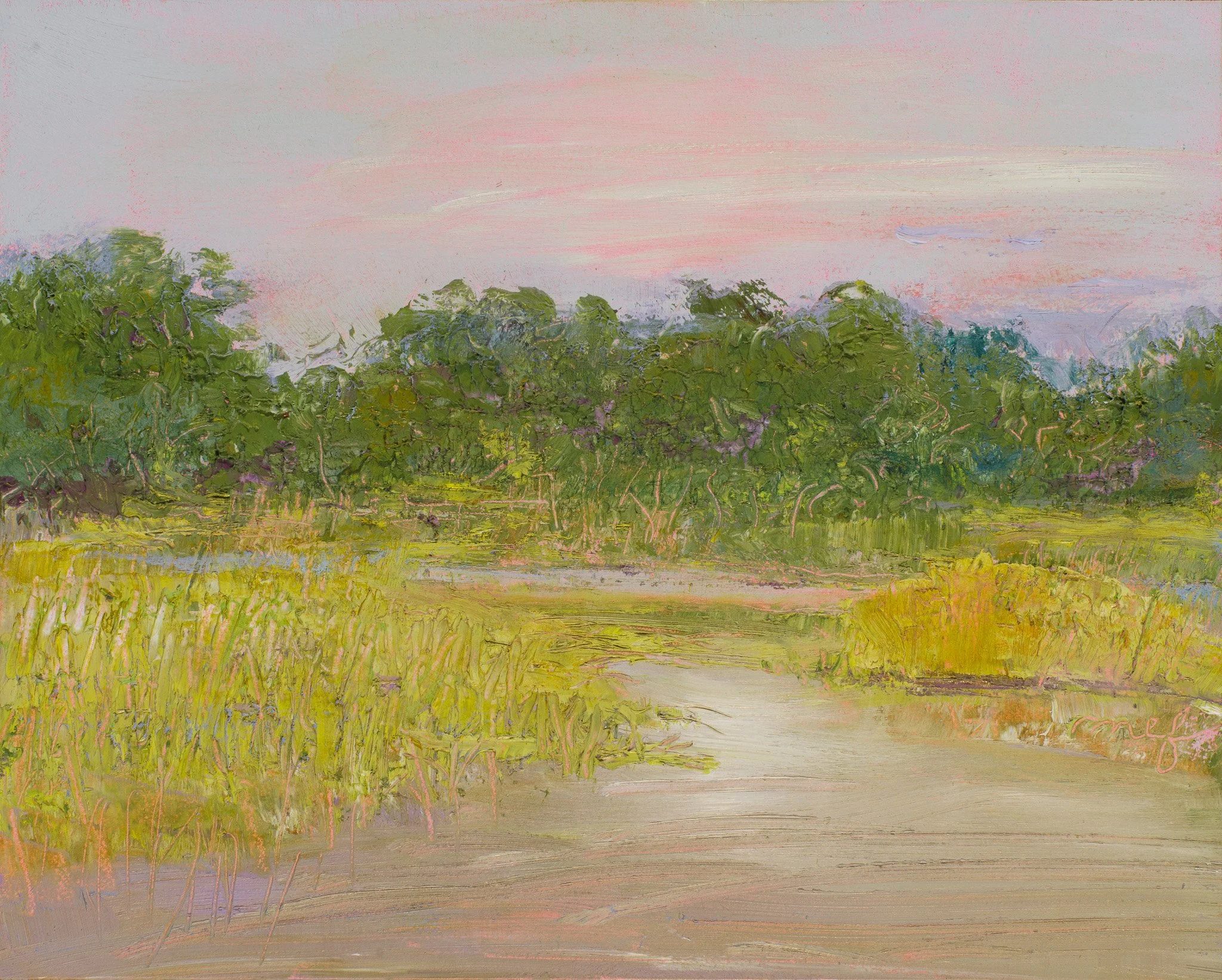 Across The Creek 8” x 10” oil on panel, framed, Mary Edna Fraser 2015_18in.jpg