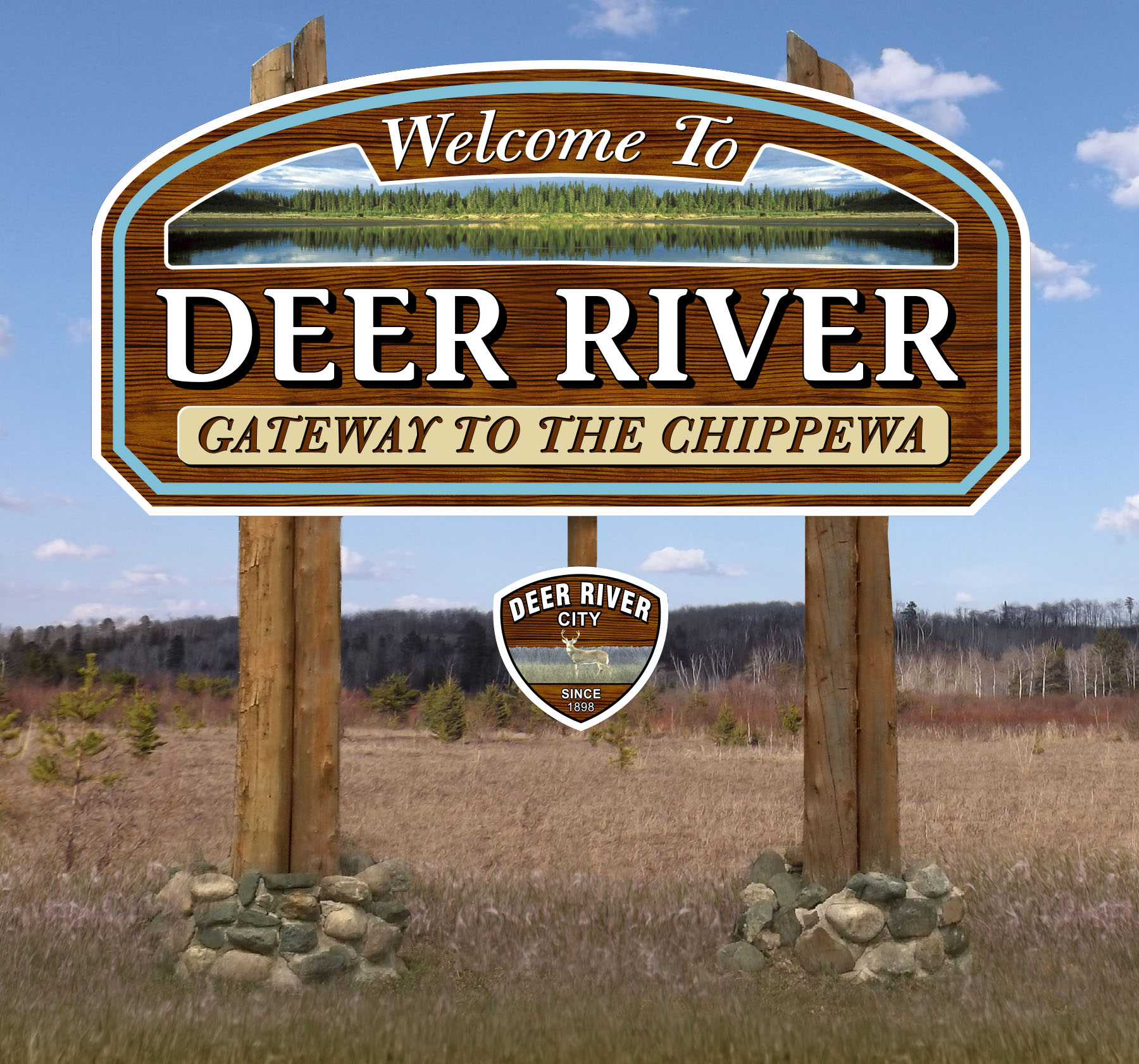 Deer River Welcome Sign