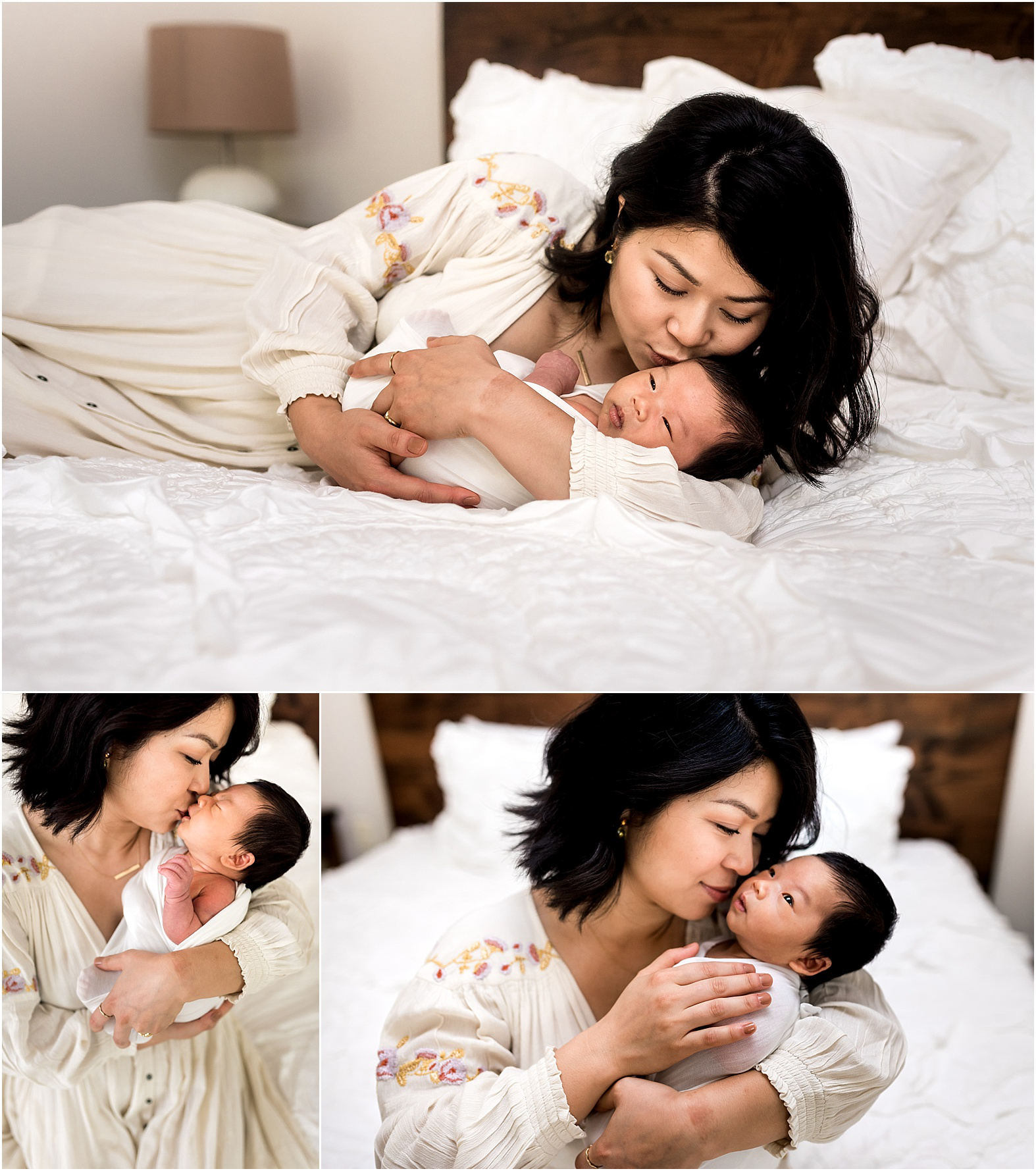 Sweet baby boy in home newborn session features minimal white details and all things modern. Family cuddles, big sister hugs, and all the mama love one can handle make for THE perfect moments. | Dear Marlowe Photography, Houston's Premier Luxury Newborn Lifestyle Photographer